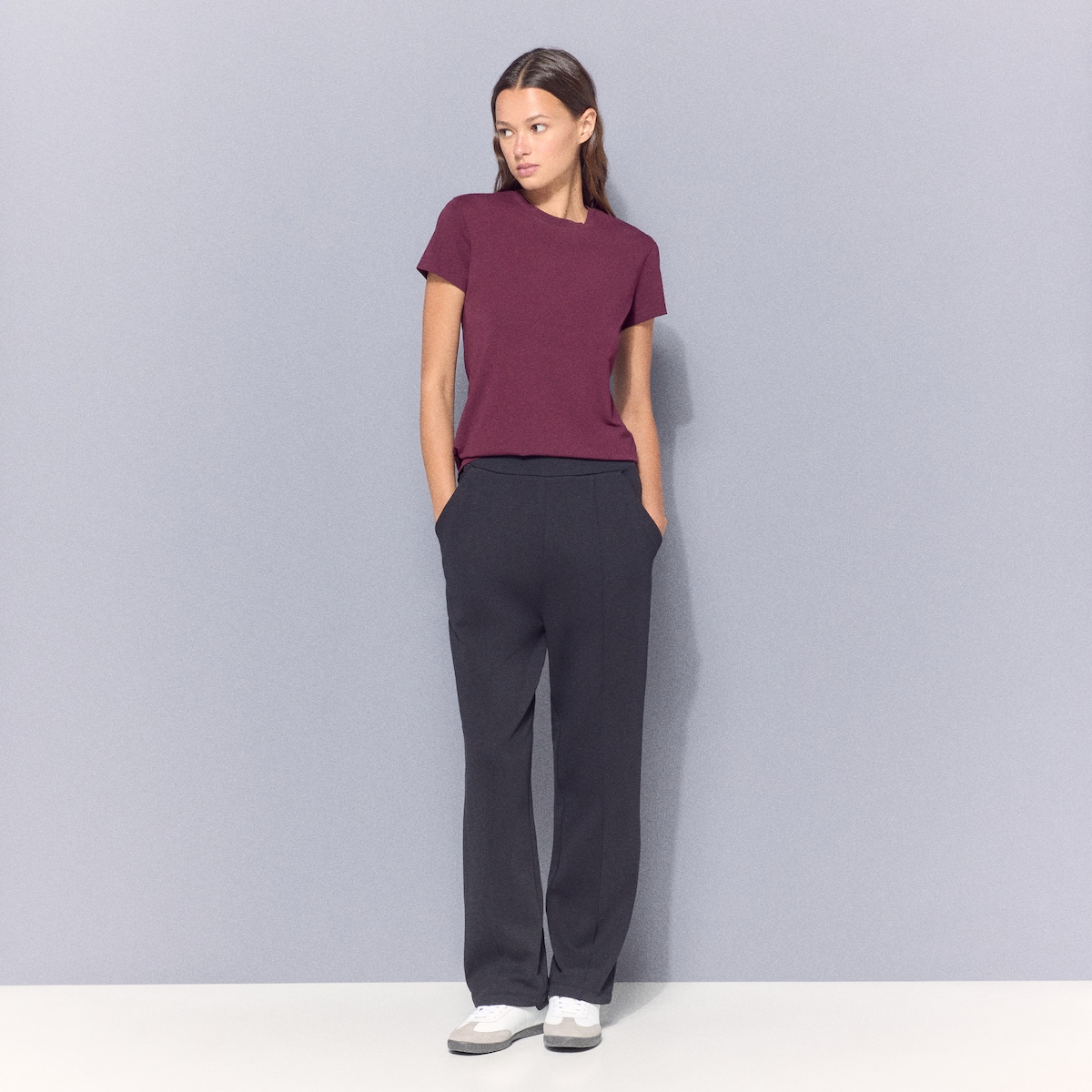 Calças Largas Sportcasual de Mulher Preto-1