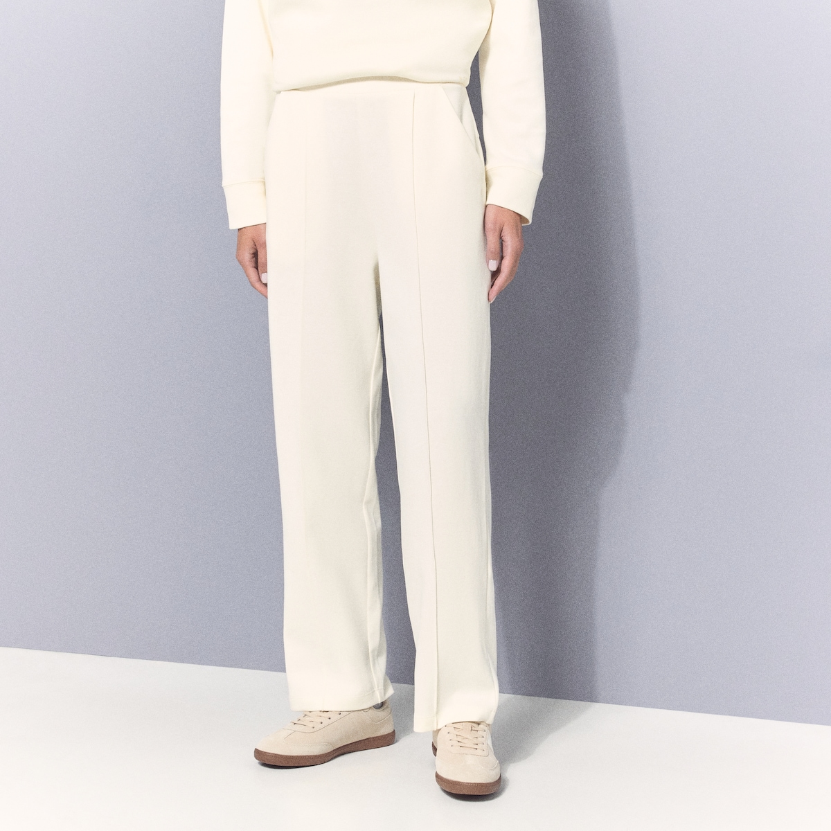 Calças Largas Sportcasual de Mulher Creme-2