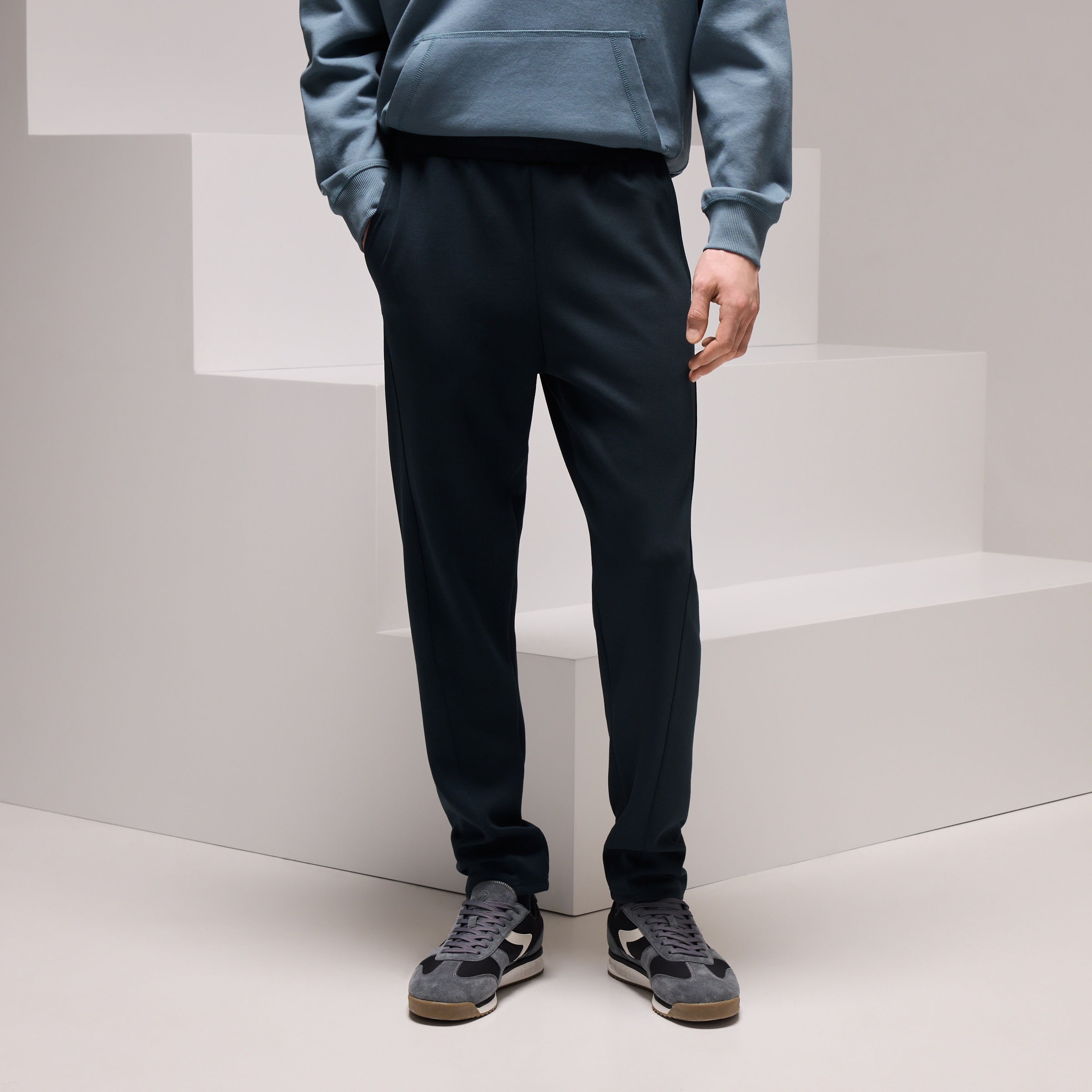 Calças Regular de Viscose Sportcasual de Homem Petróleo-2