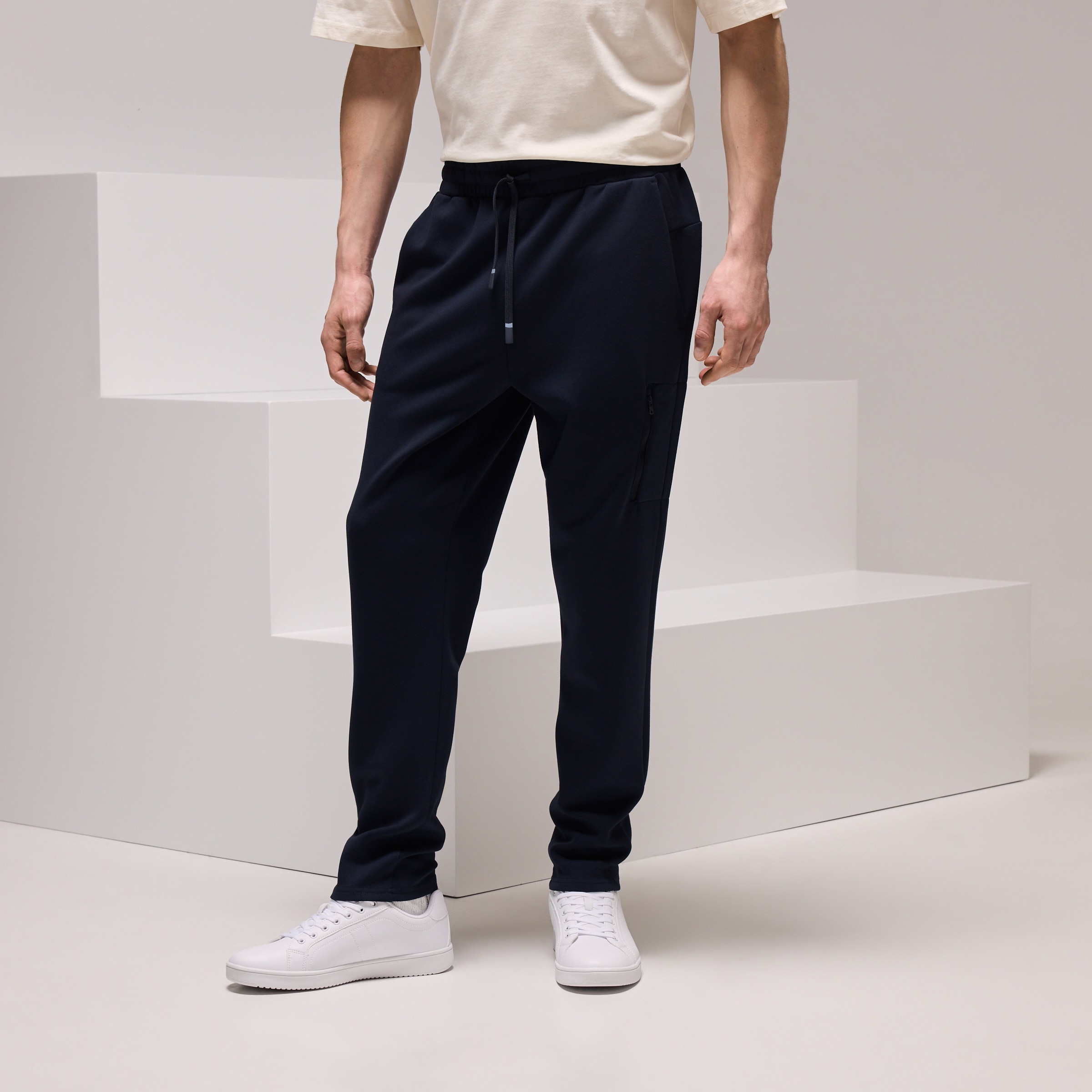 Calças Regular de Viscose Sportcasual de Homem Azul-marinho-2