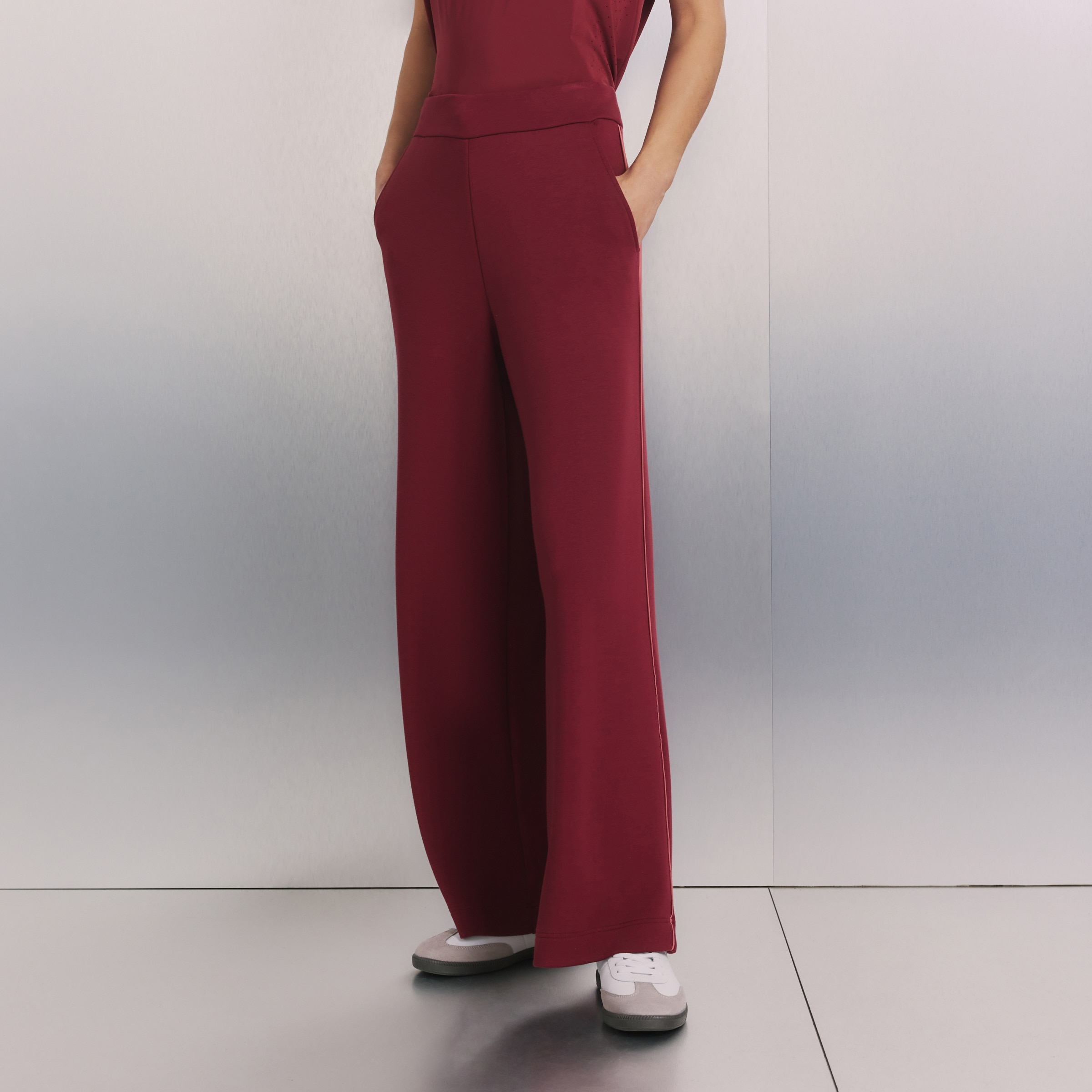 Calças Largas de Viscose Sportcasual de Mulher Terracota-2