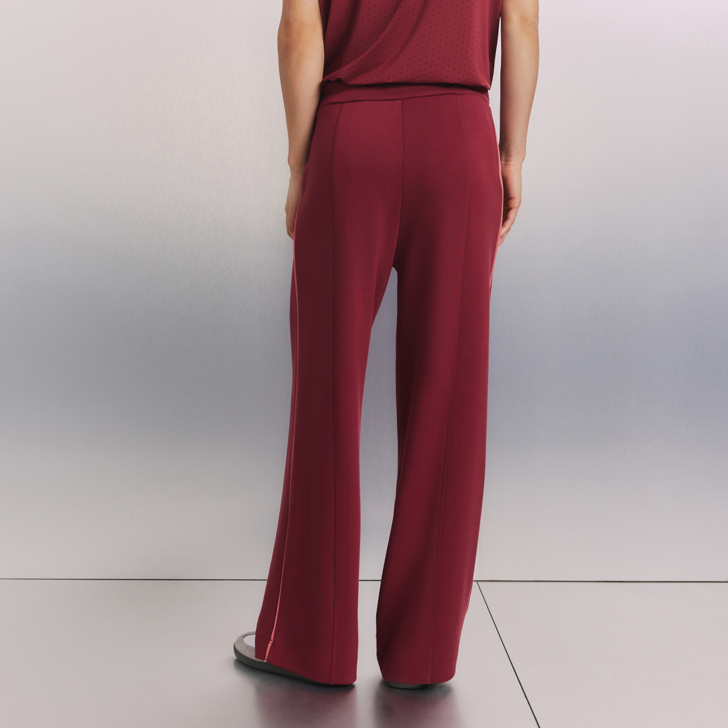 Calças Largas de Viscose Sportcasual de Mulher Terracota-3