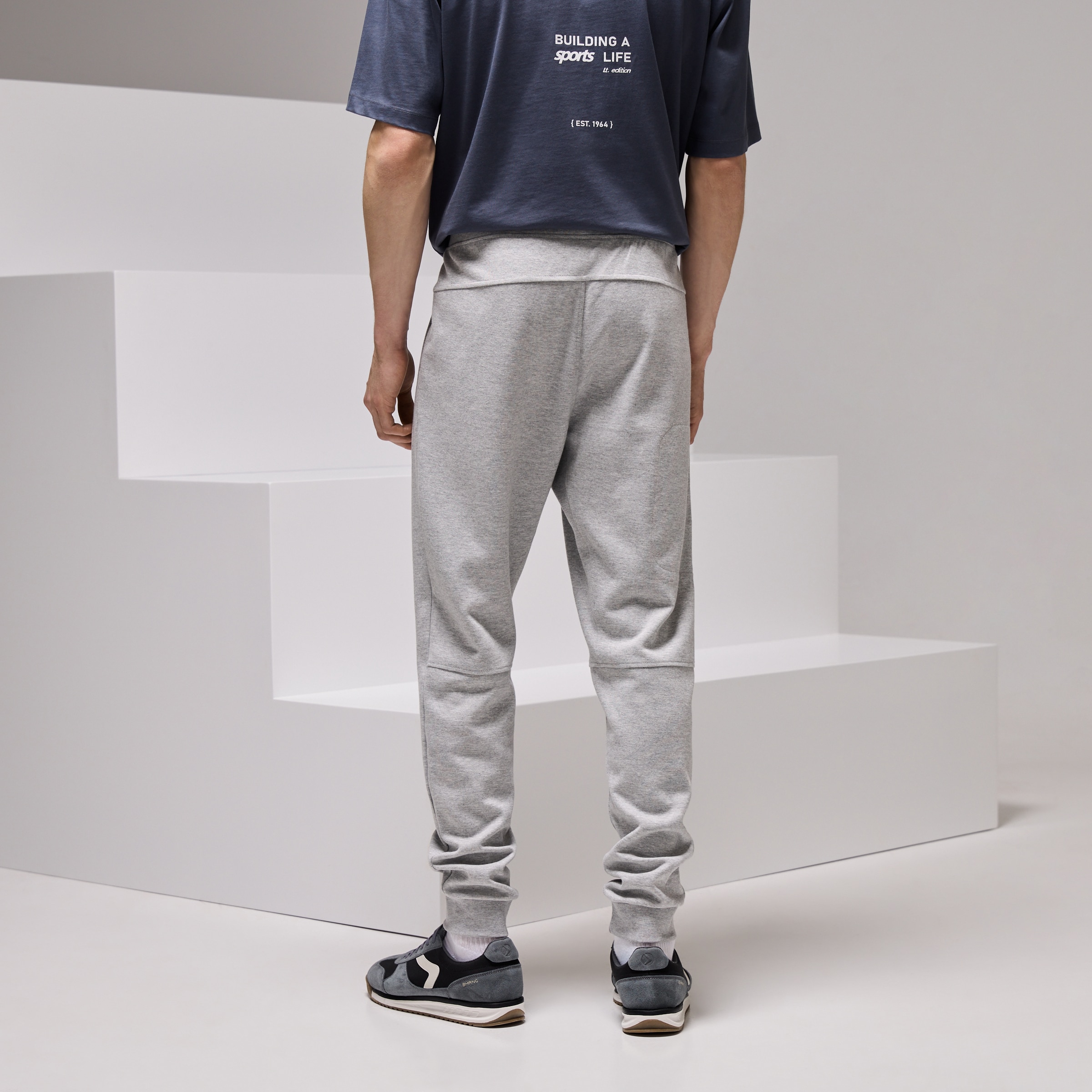 Calças com Punho Sportcasual de Homem Cinzento médio-3
