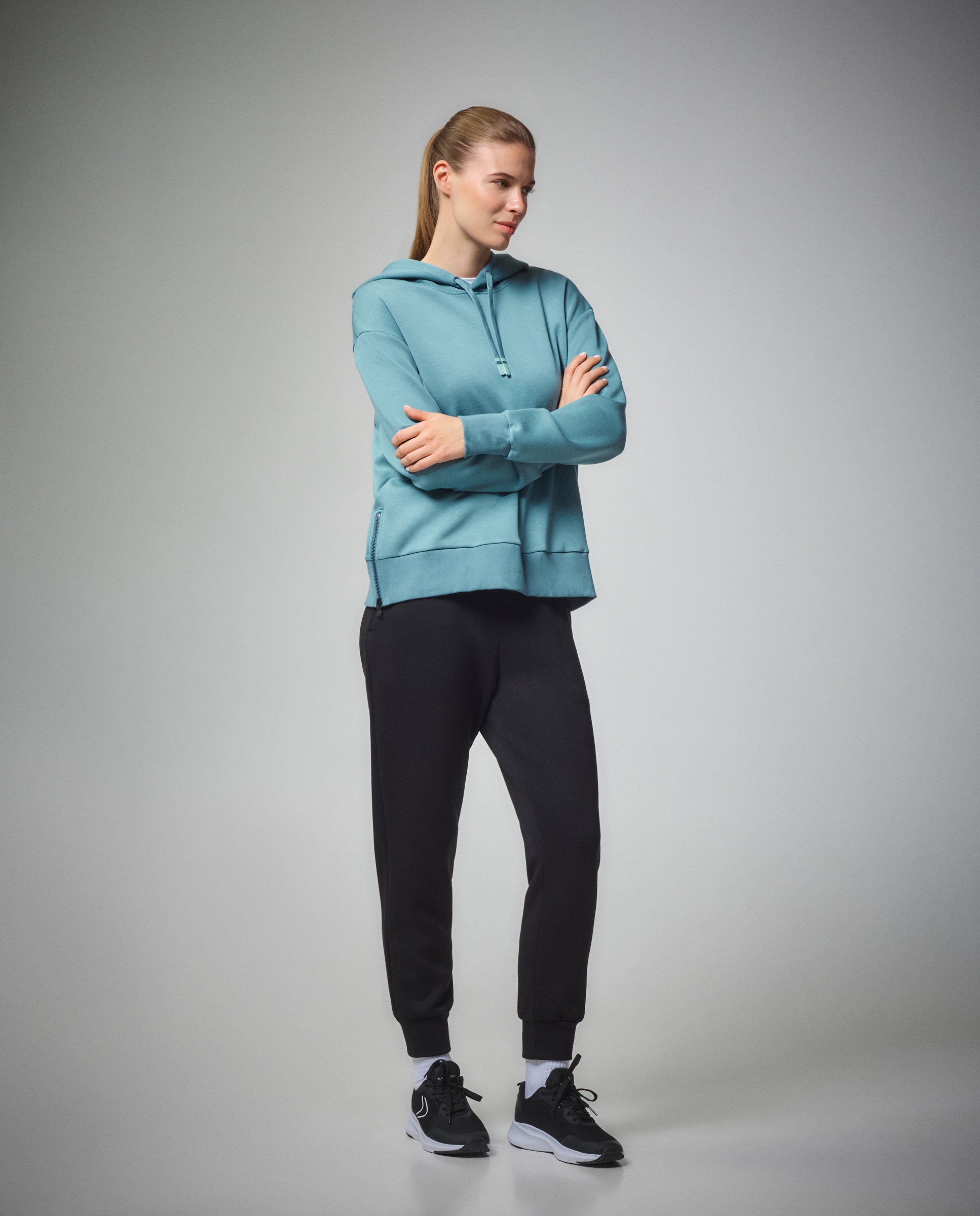 Pantalón con puño viscosa de Sportcasual de mujer Boomerang - Negro Negro-1