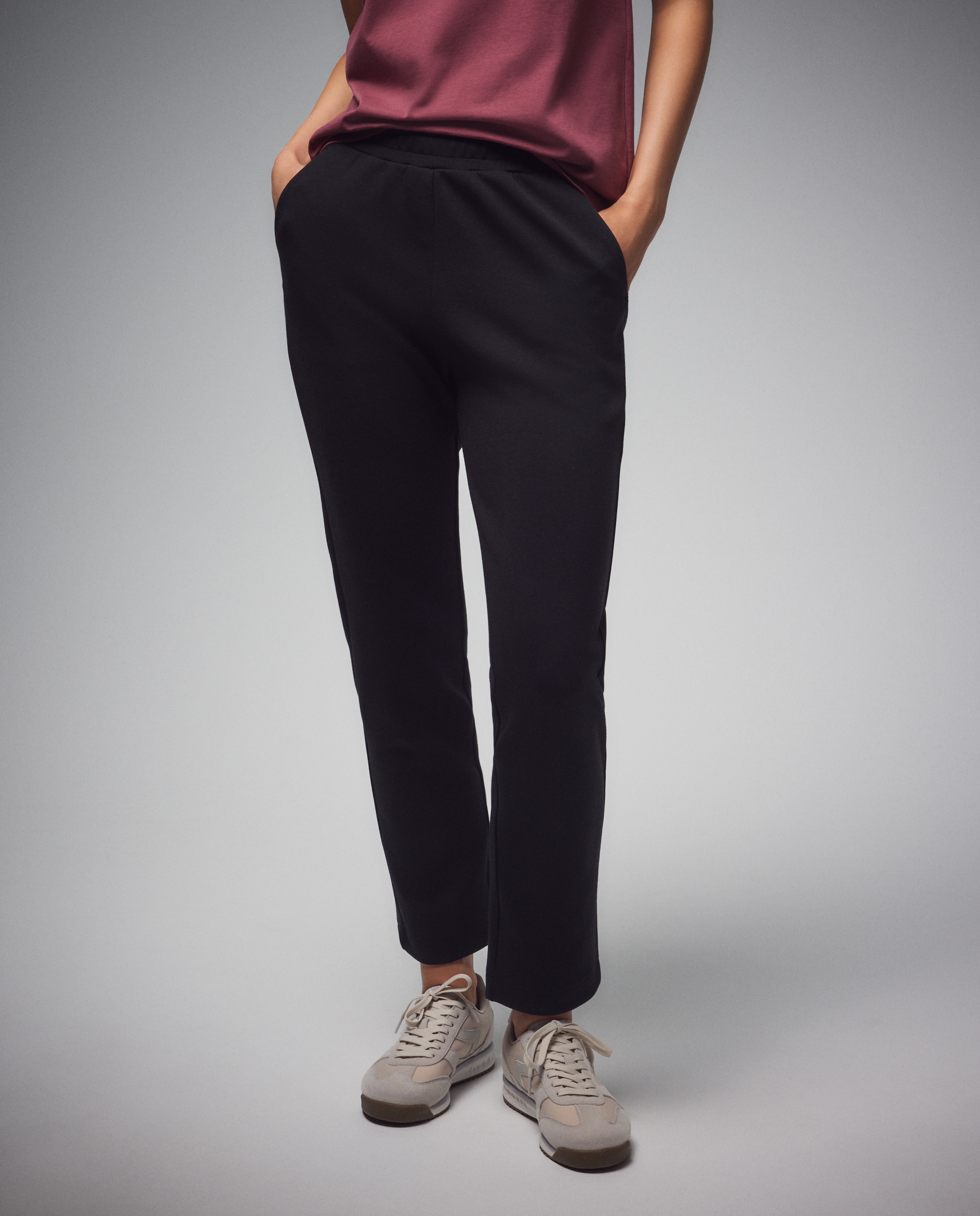 Calças Regular de Viscose Sportcasual de Mulher Preto-2