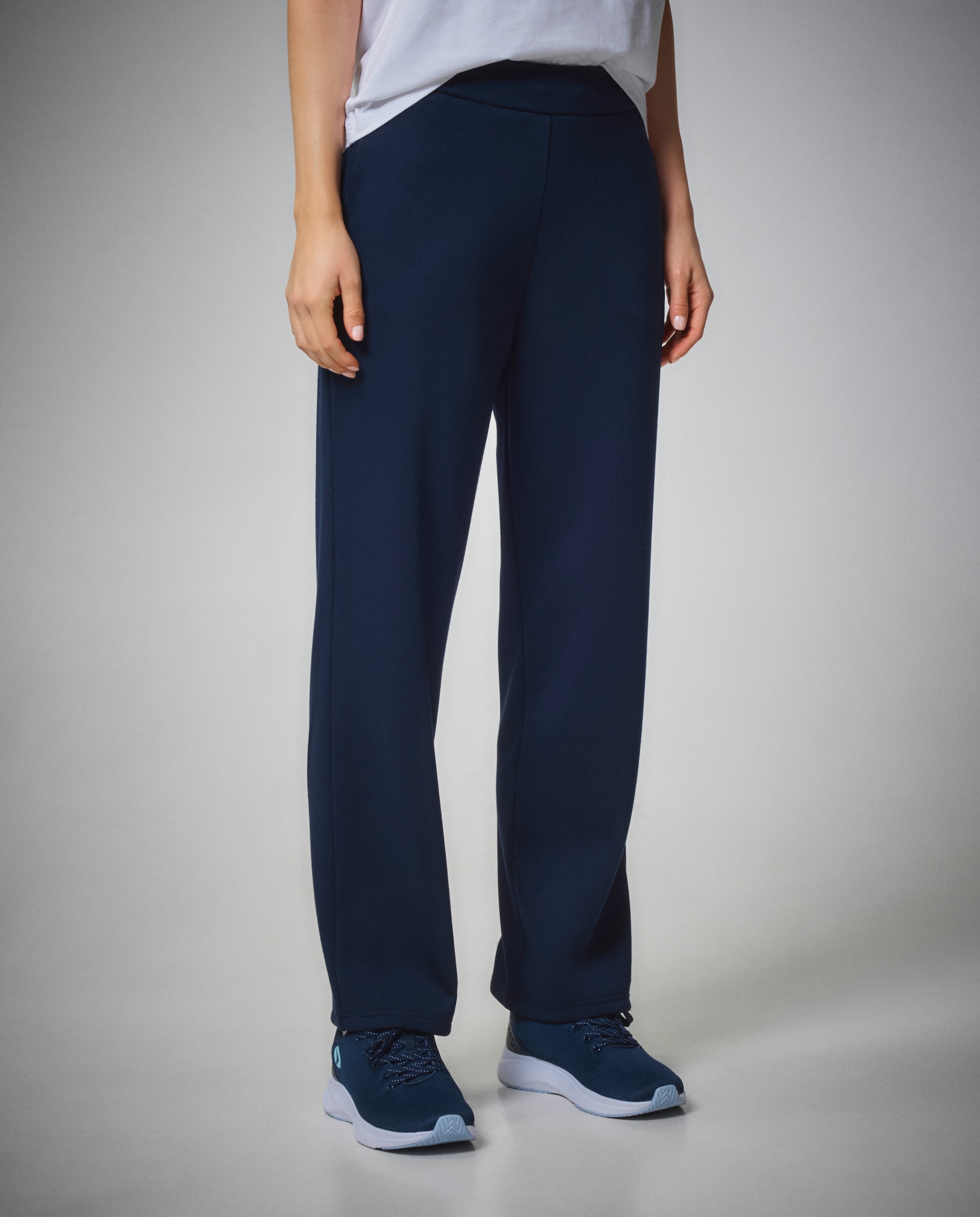 Calças Largas de Modal Quentes Sportcasual de Mulher Azul-marinho-2