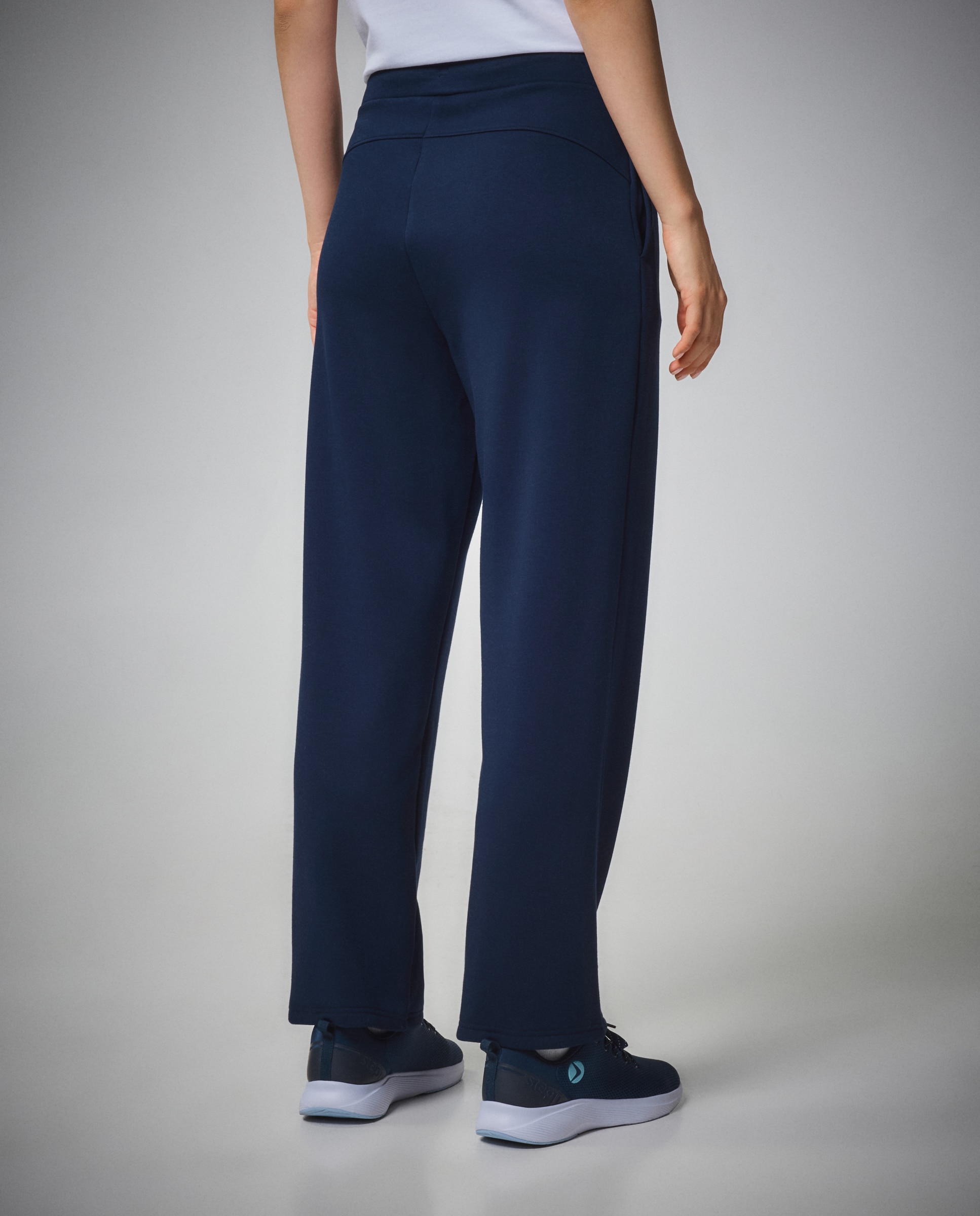 Calças Largas de Modal Quentes Sportcasual de Mulher Azul-marinho-3
