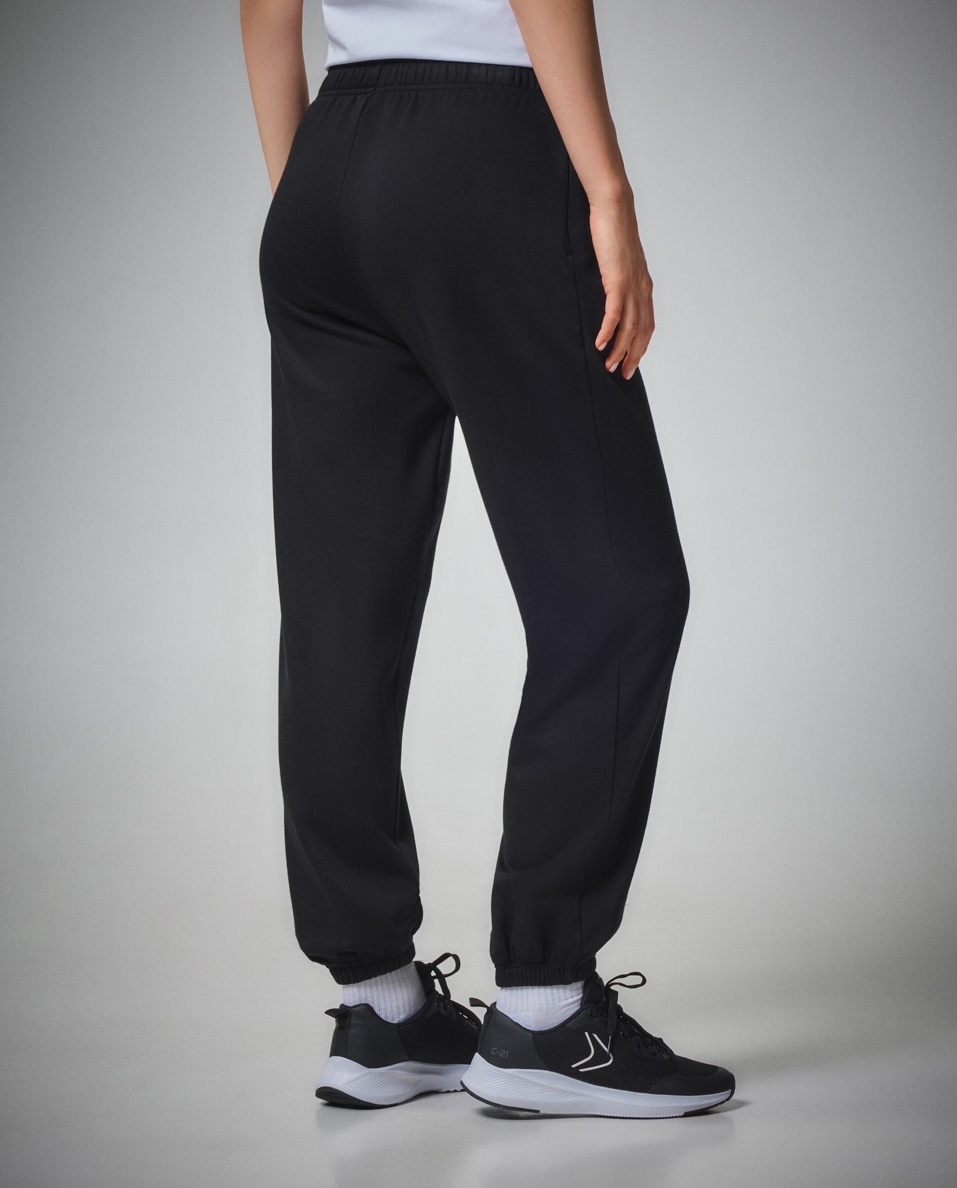 Pantalón con puño Modal cálido Sportcasual de mujer Boomerang - Negro Negro-3