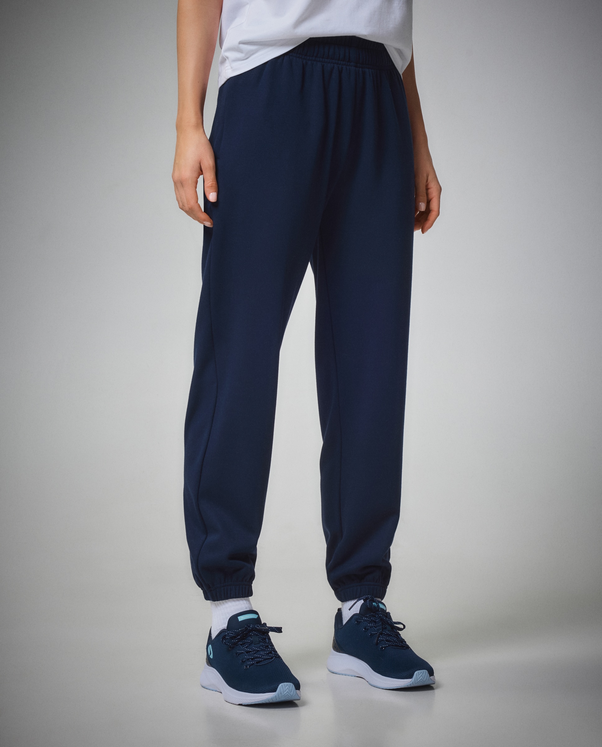 Calças com Punho de Modal Quentes Sportcasual de Mulher Azul-marinho-2
