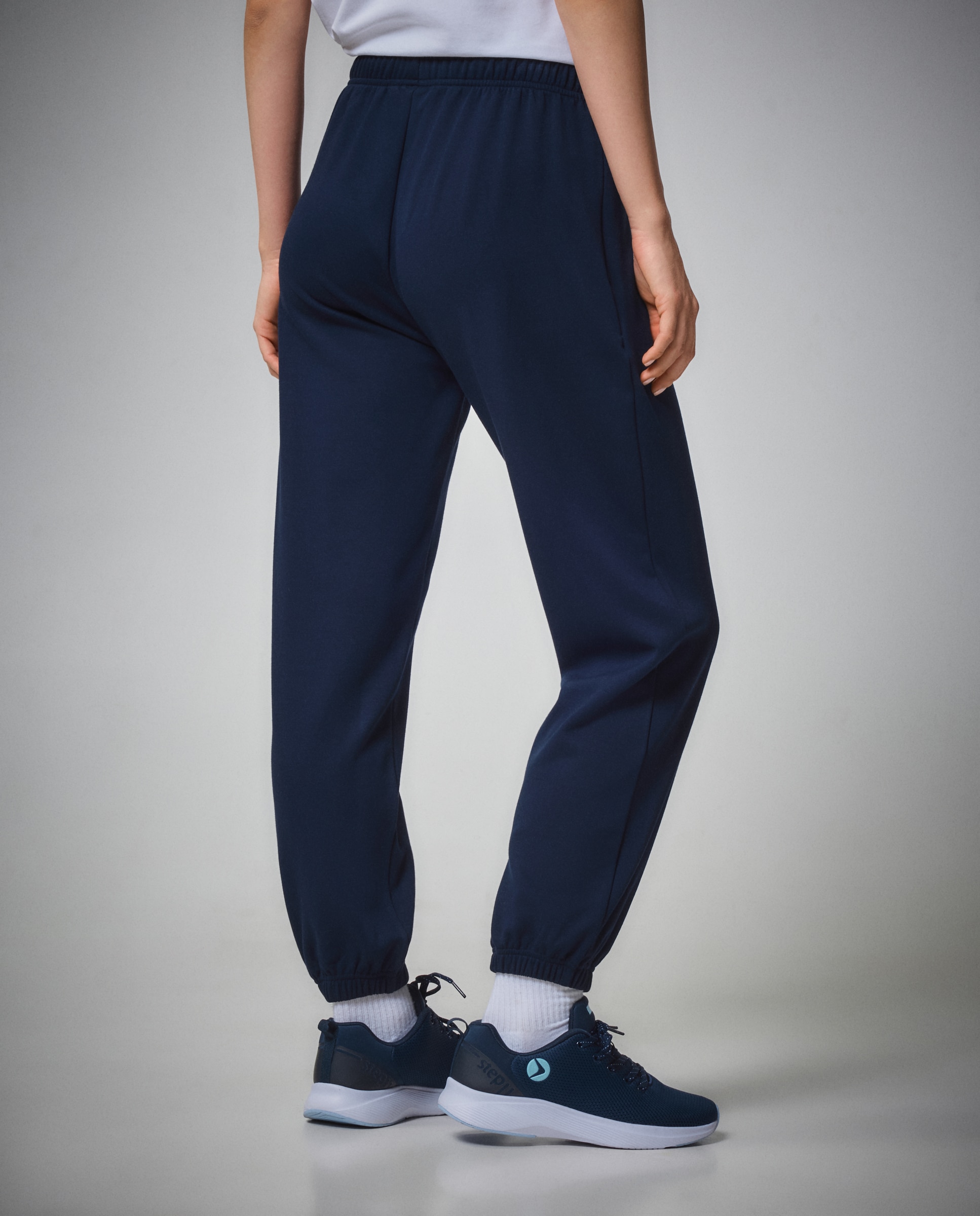 Calças com Punho de Modal Quentes Sportcasual de Mulher Azul-marinho-3