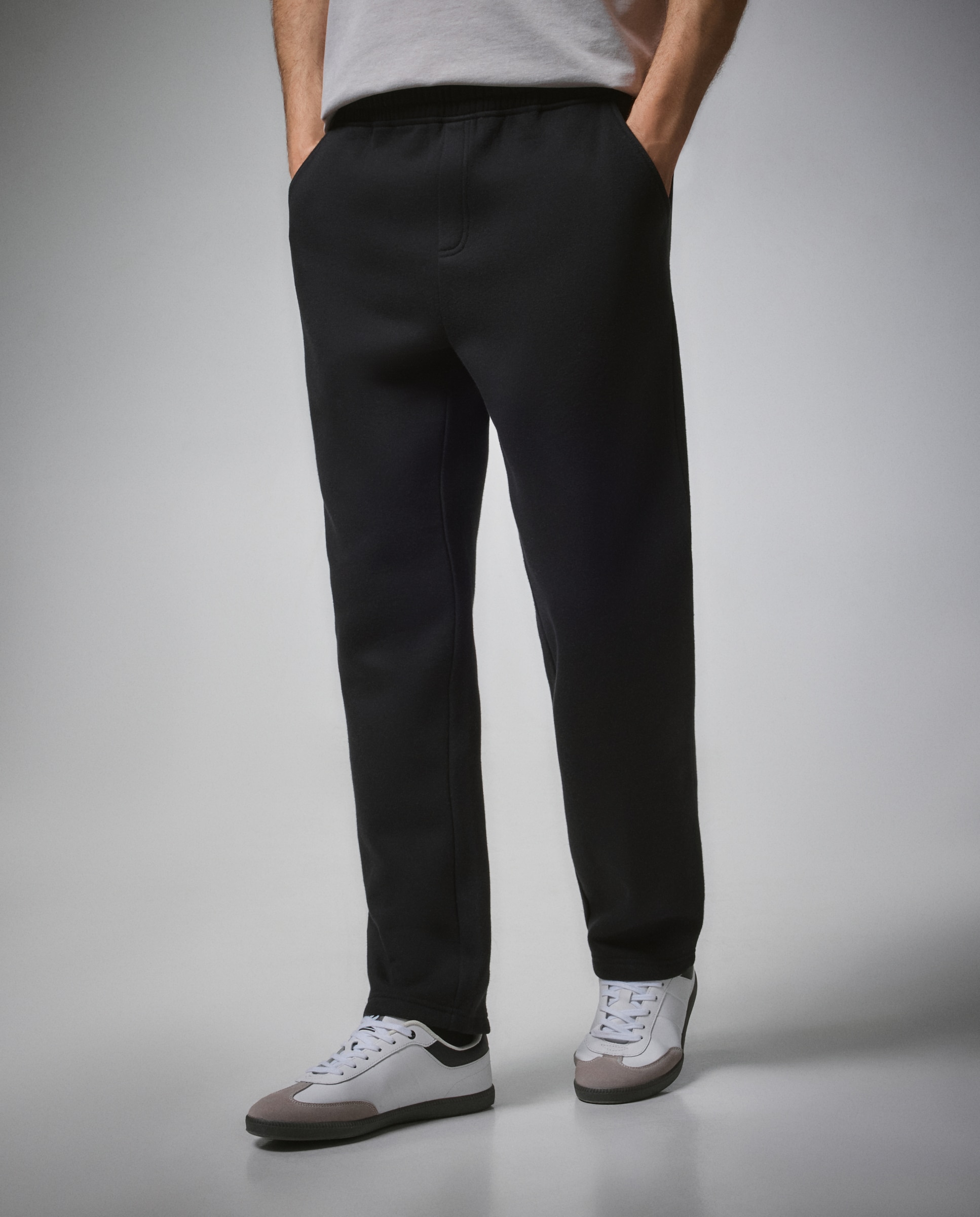 Pantalón largo recto cálido sportcasual de hombre Boomerang - Negro Negro-2