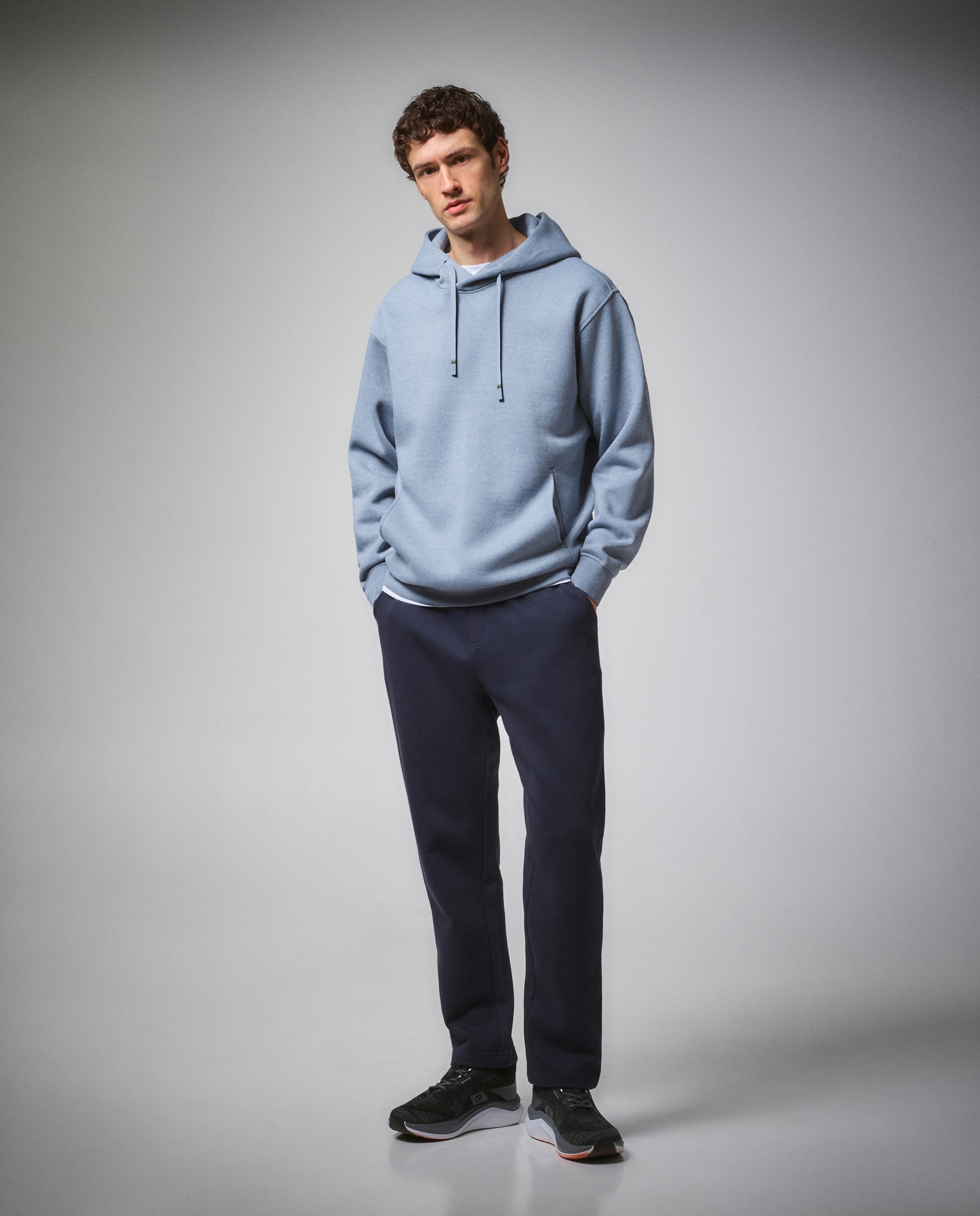 Pantalón largo recto cálido sportcasual de hombre Boomerang - Azul marino Azul marino-1