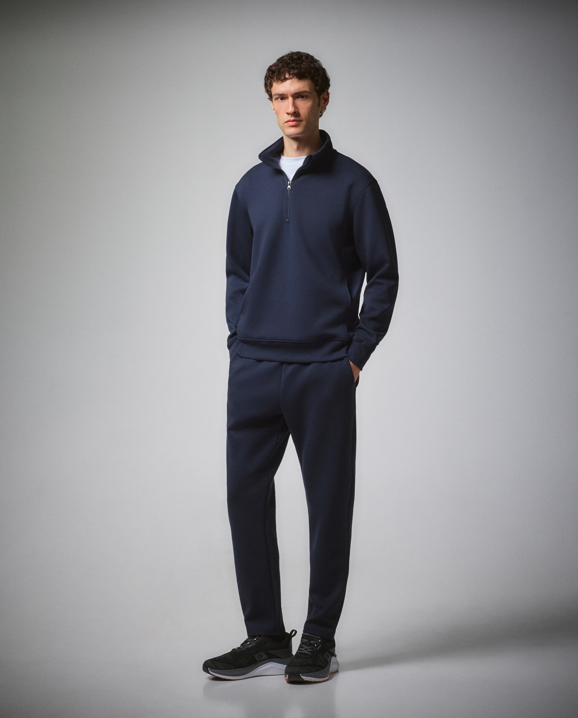 Pantalón largo recto de viscosa de sportcasual de hombre Boomerang - Azul tinta Azul tinta-1