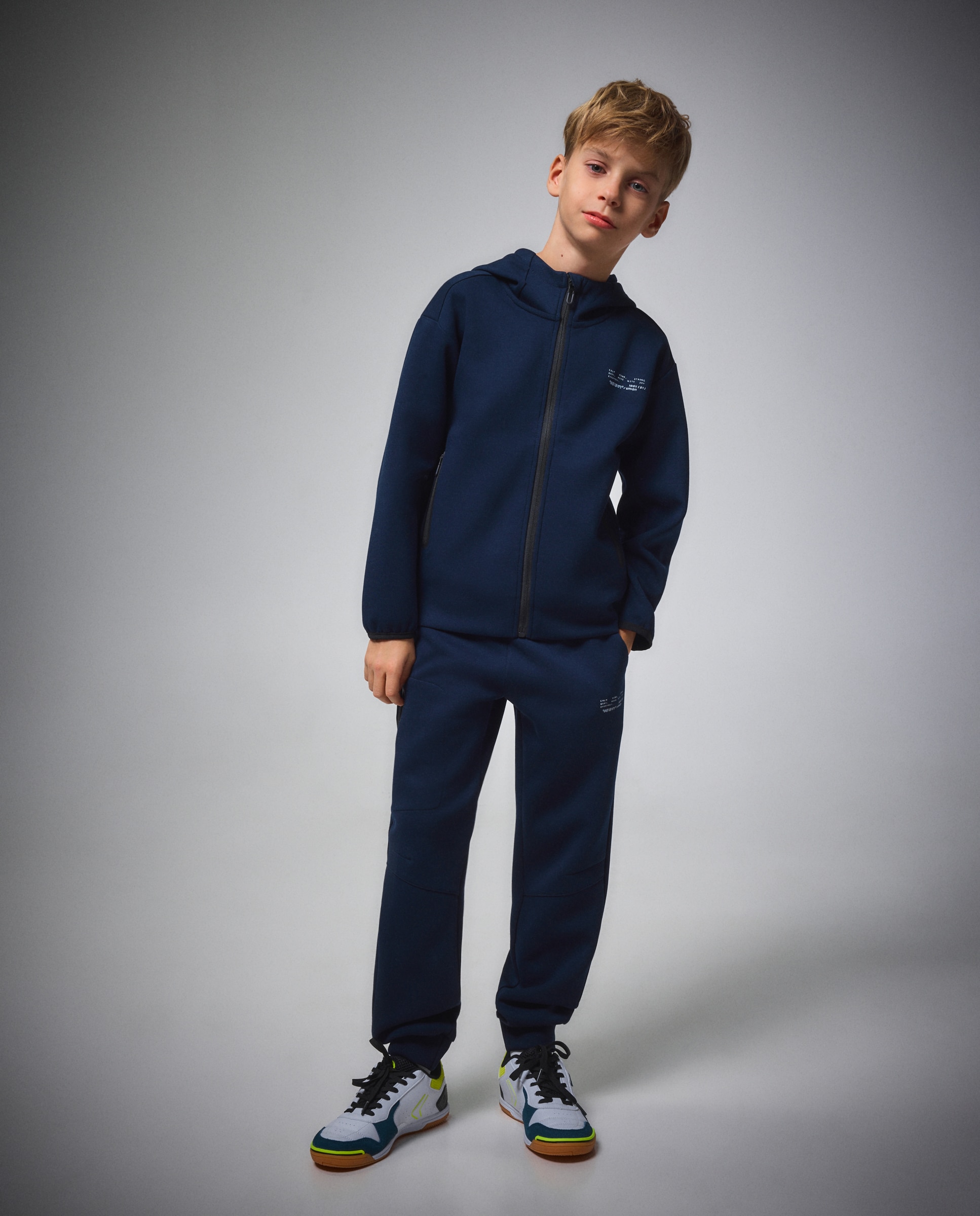 Pantalón con puño de viscosa de sportcasual de niño Boomerang - Azul marino Azul marino-1