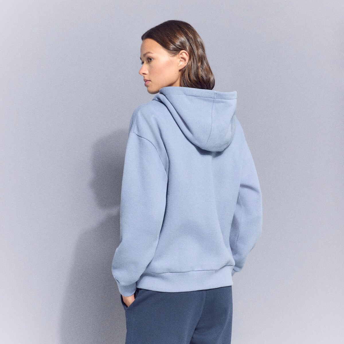 Sweatshirt Aberta Quente com Capuz Sportcasual de Mulher Azul-3