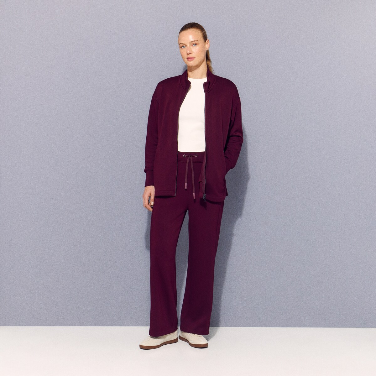 Sweatshirt Aberta de Viscose com Capuz Sportcasual de Mulher Vermelho-2