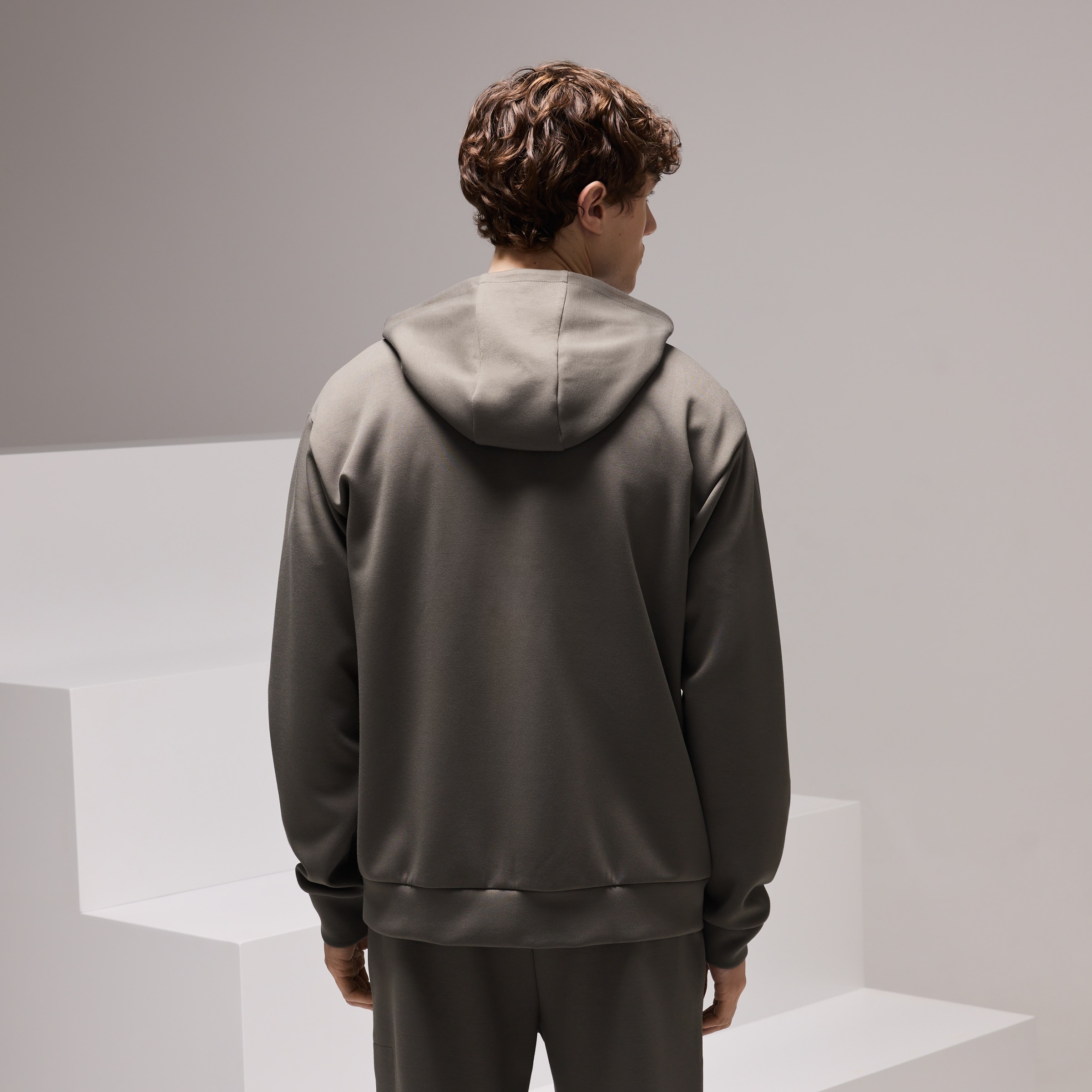 Sweatshirt Aberta de Viscose com Capuz Sportcasual de Homem Azeitona-3