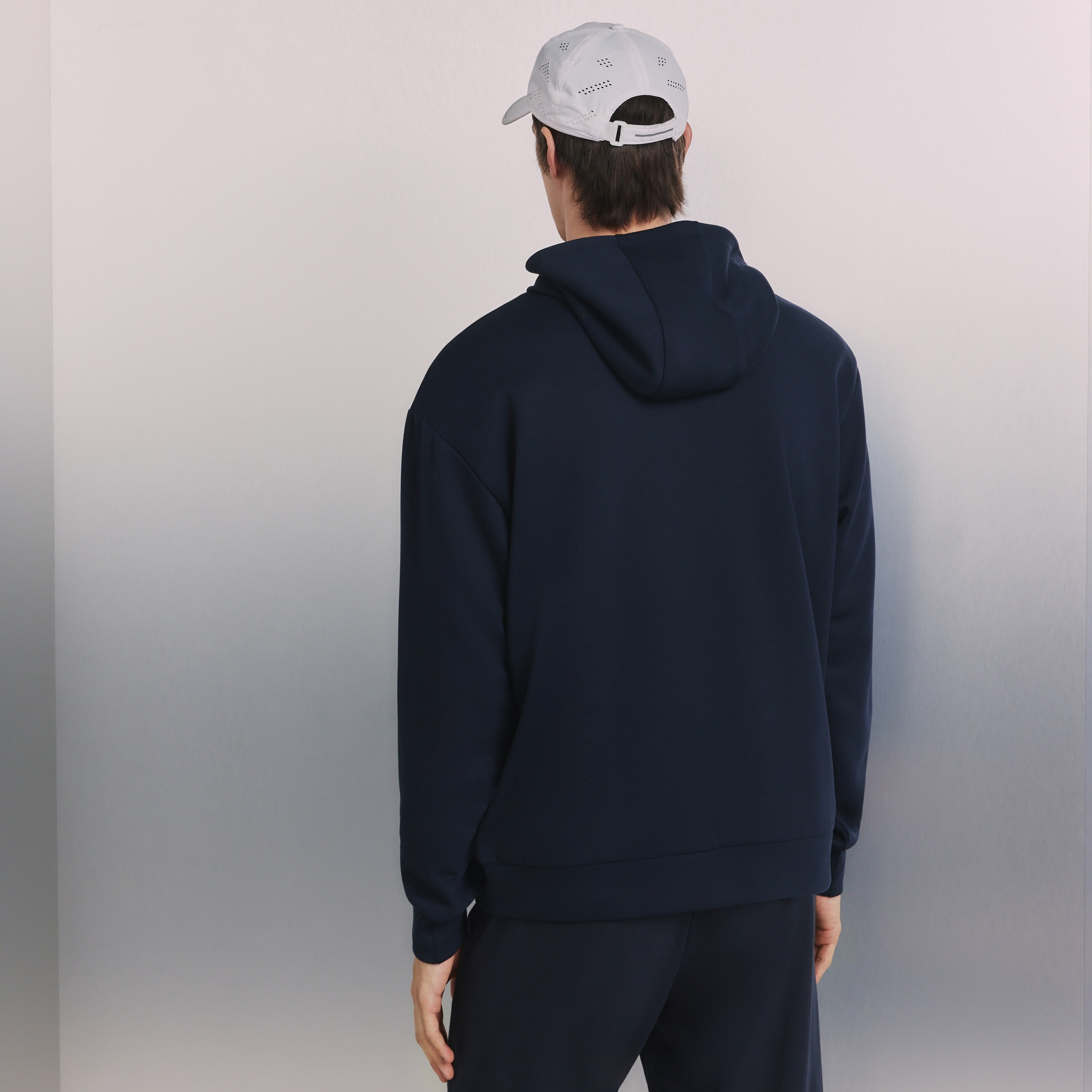 Sweatshirt Aberta de Viscose com Capuz Sportcasual de Homem Azul-marinho-4