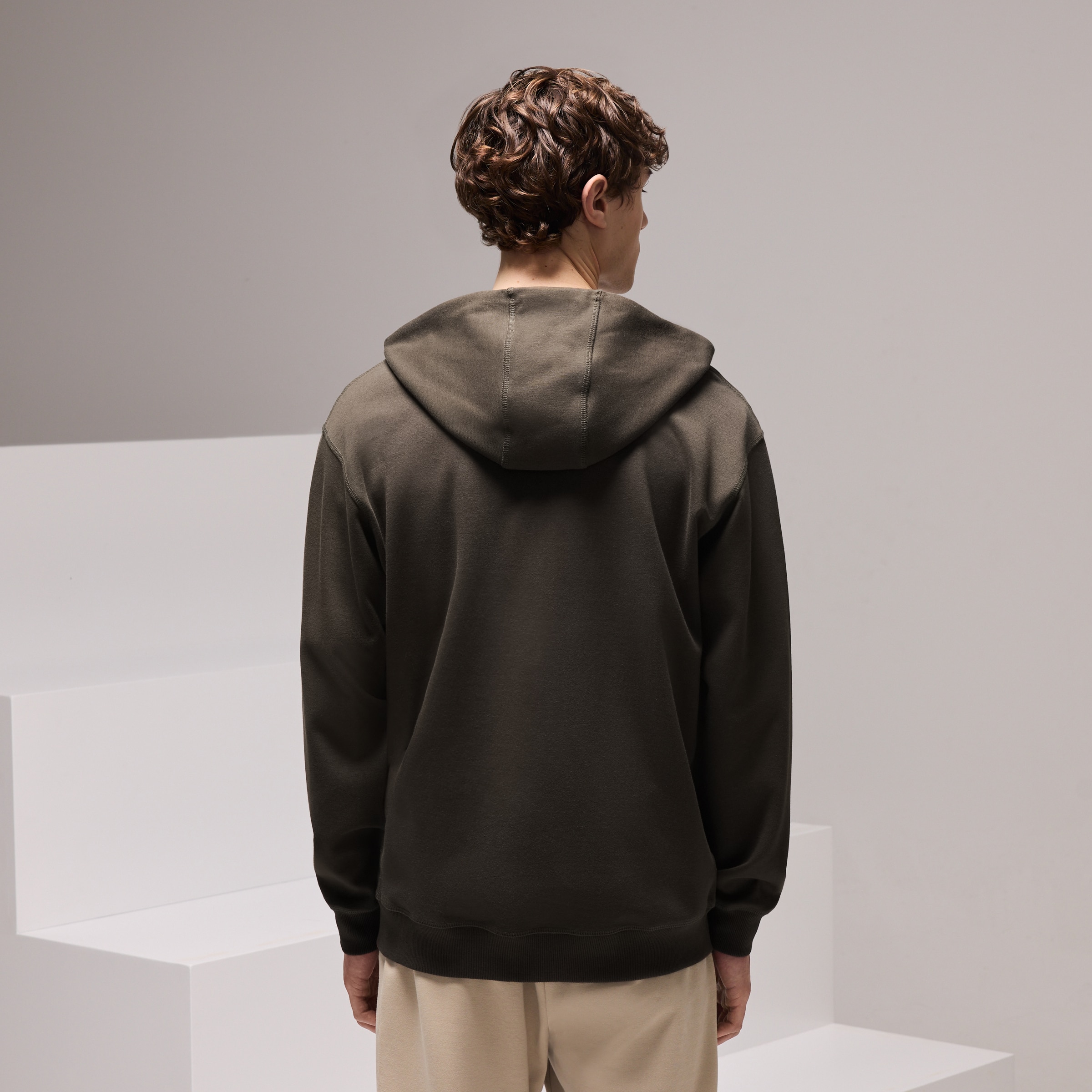 Sweatshirt Aberta com Capuz Sportcasual de Homem Verde-escuro-3