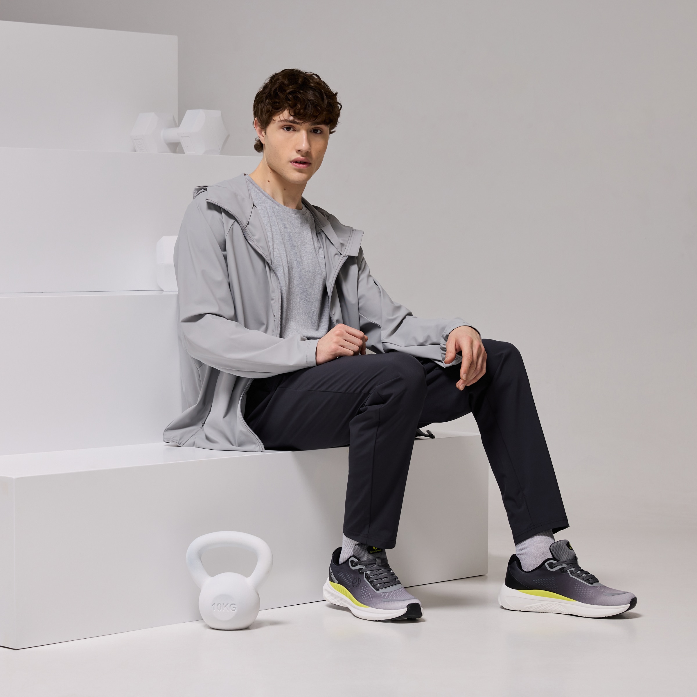 Casaco de Training de Homem com Capuz Cinzento-claro-2