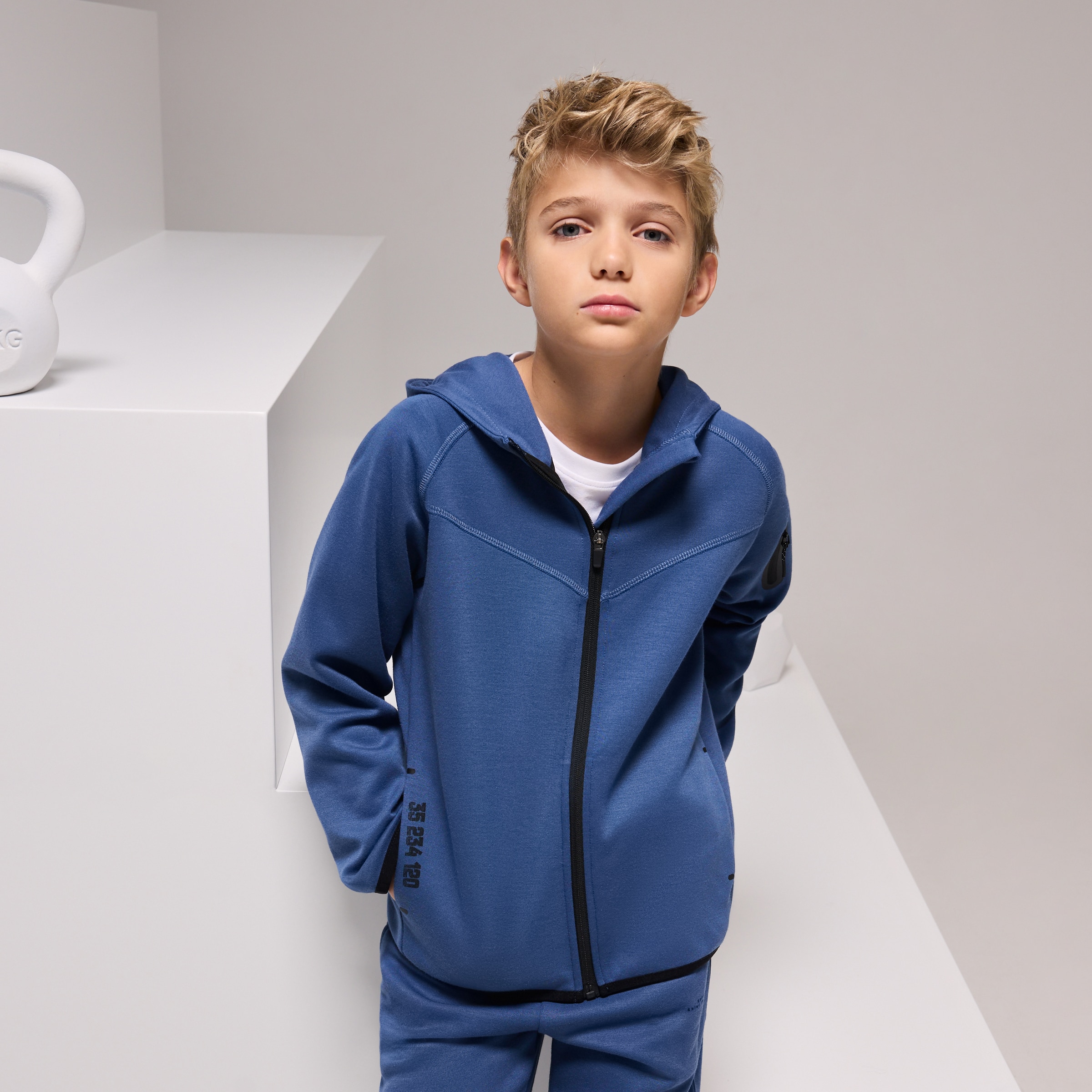 Imagen 0 de Sudadera abierta con capucha Sportcasual de niño Boomerang Azul oscuro