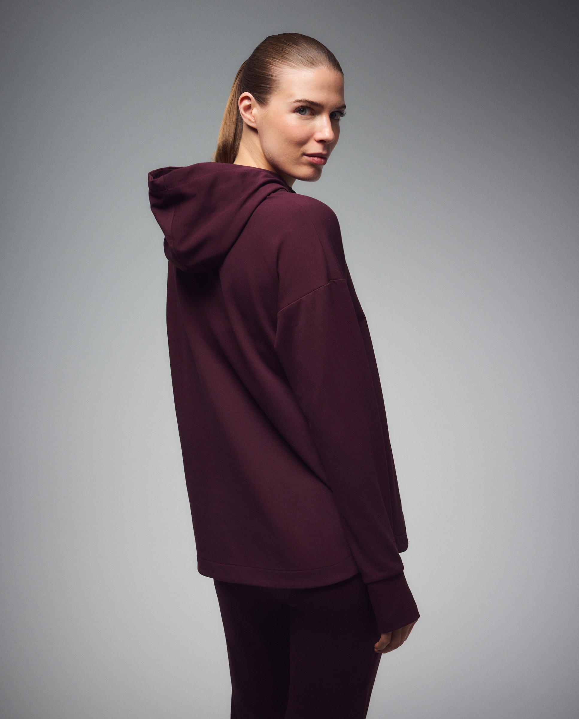 Sudadera con capucha Sportcasual de mujer Boomerang - Ciruela Ciruela-3
