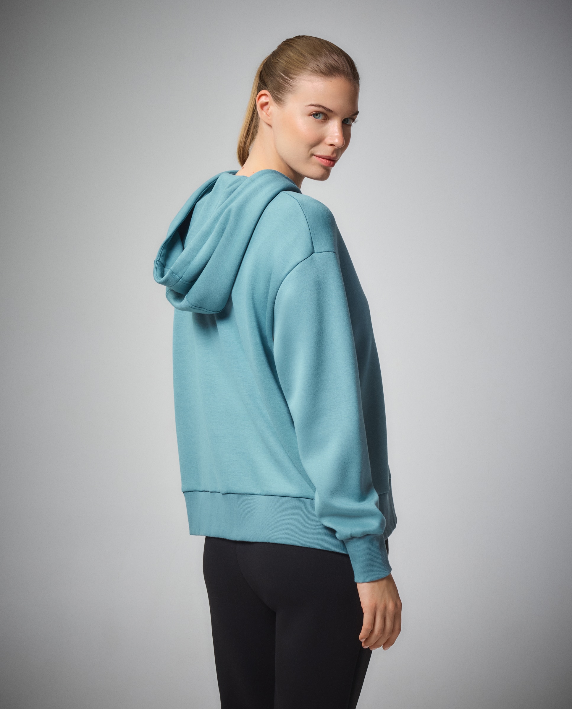 Sweatshirt com Capuz de Viscose Sportcasual de Mulher 450 Turquesa-3