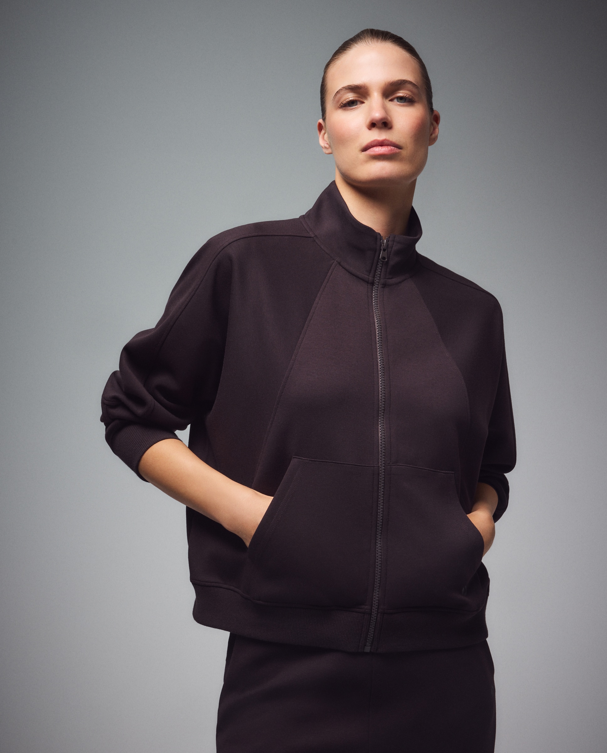 Sudadera abierta viscosa Sportcasual de mujer Boomerang - Chocolate Chocolate-1