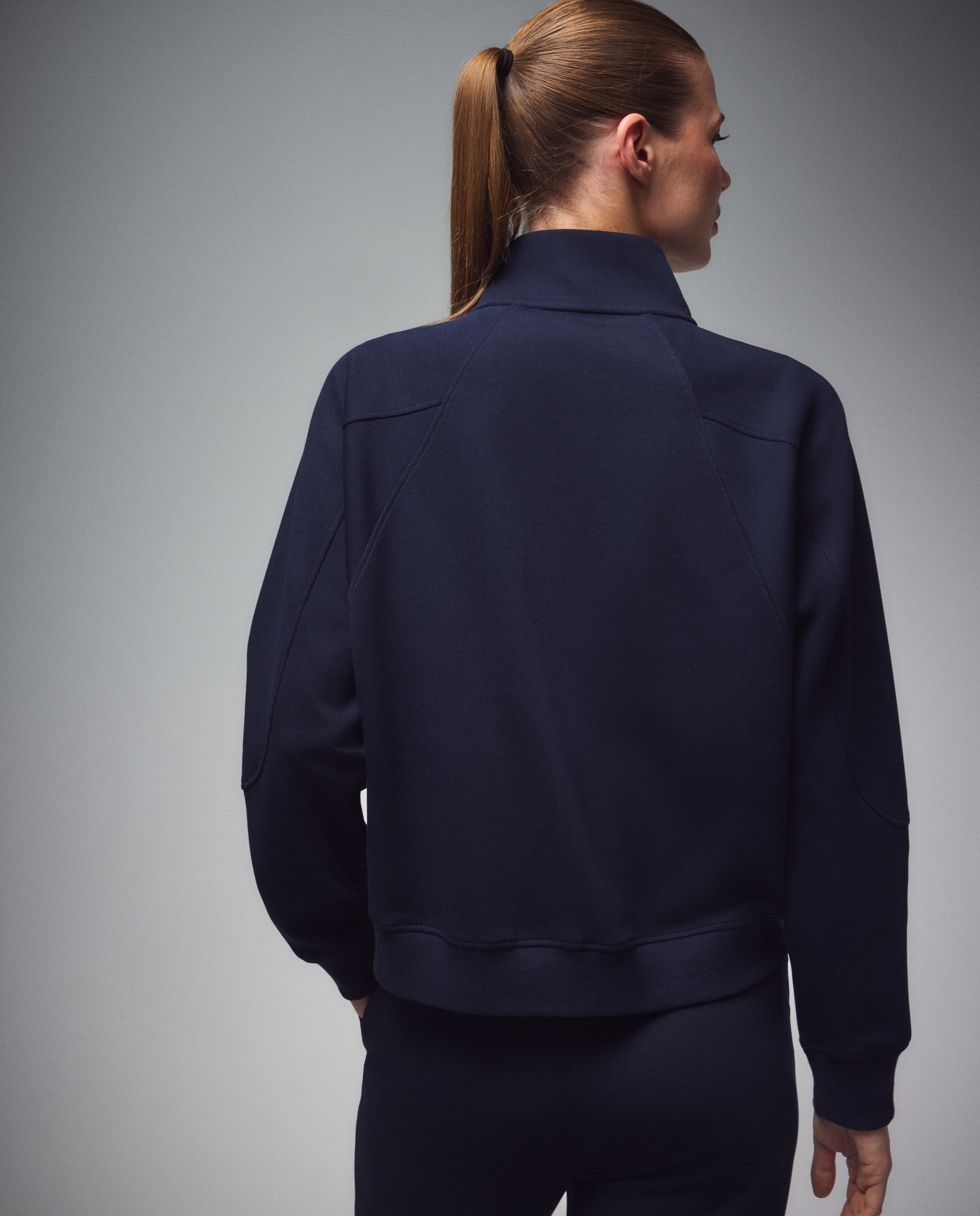 Sweatshirt Aberta de Viscose com Capuz Sportcasual de Mulher Azul-marinho-3