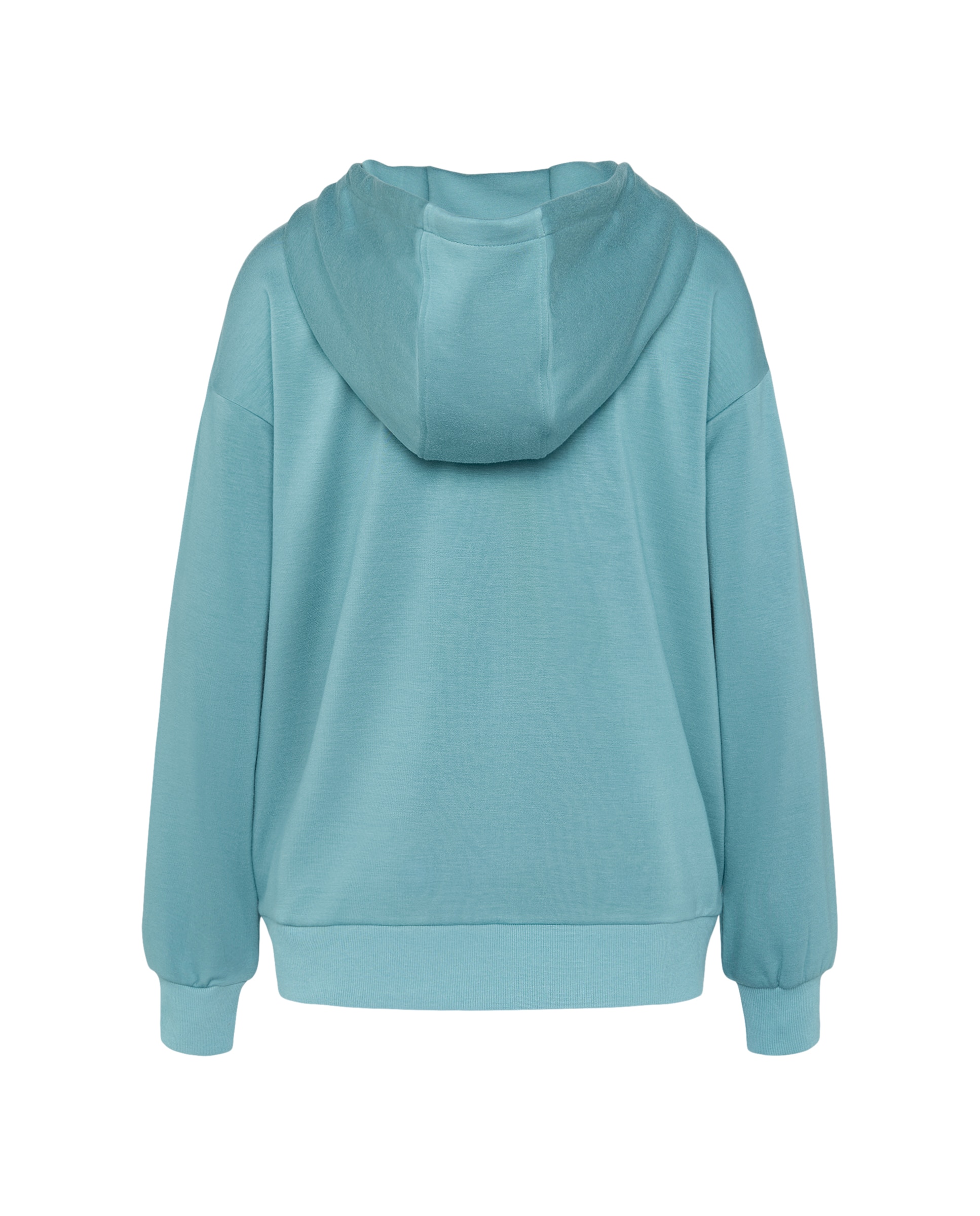 Sweatshirt Aberta de Modal com Capuz Sportcasual de Mulher 450 Turquesa-5