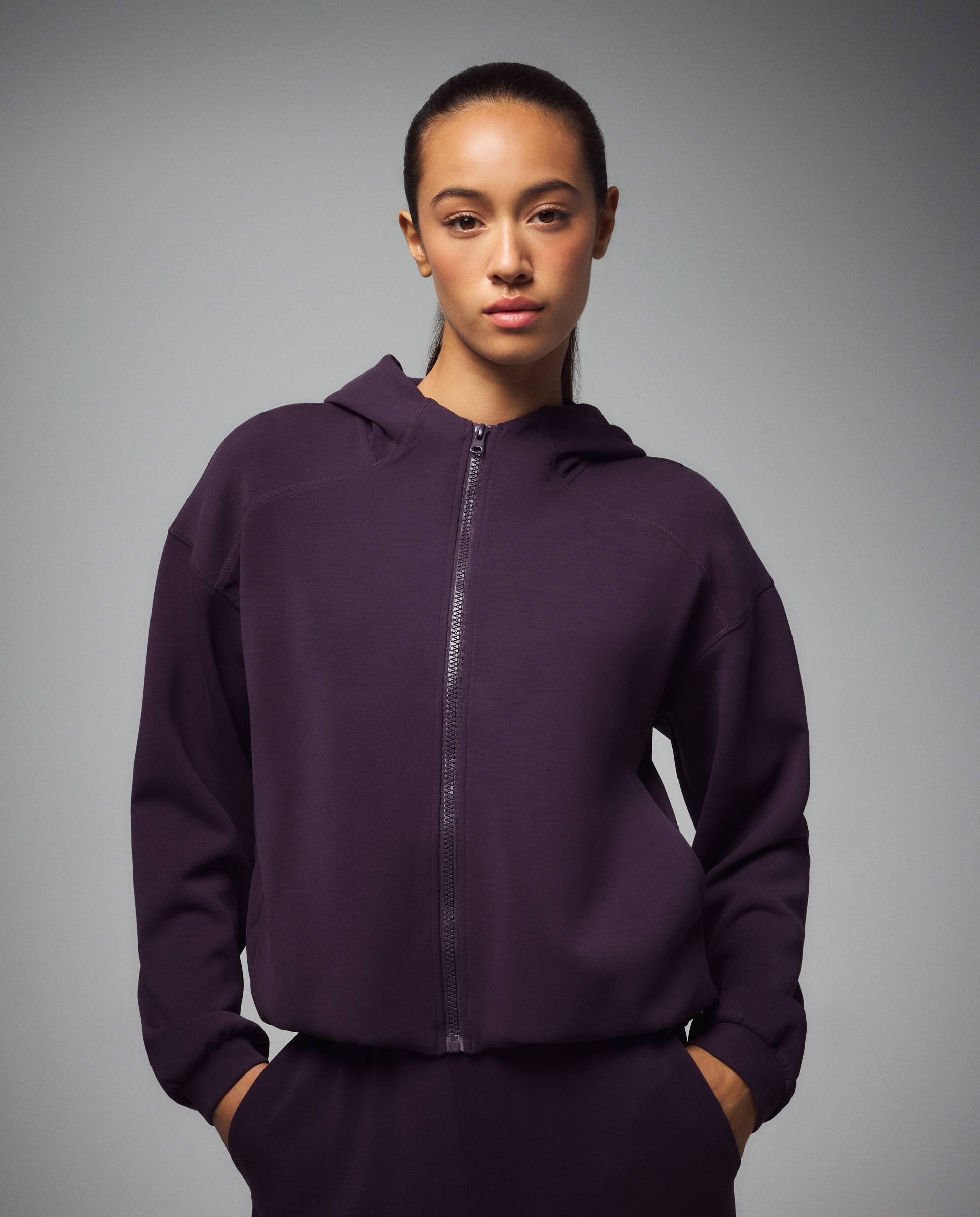 Imagem 0 de Sweatshirt Aberta de Modal Sportcasual de Mulher com Capuz