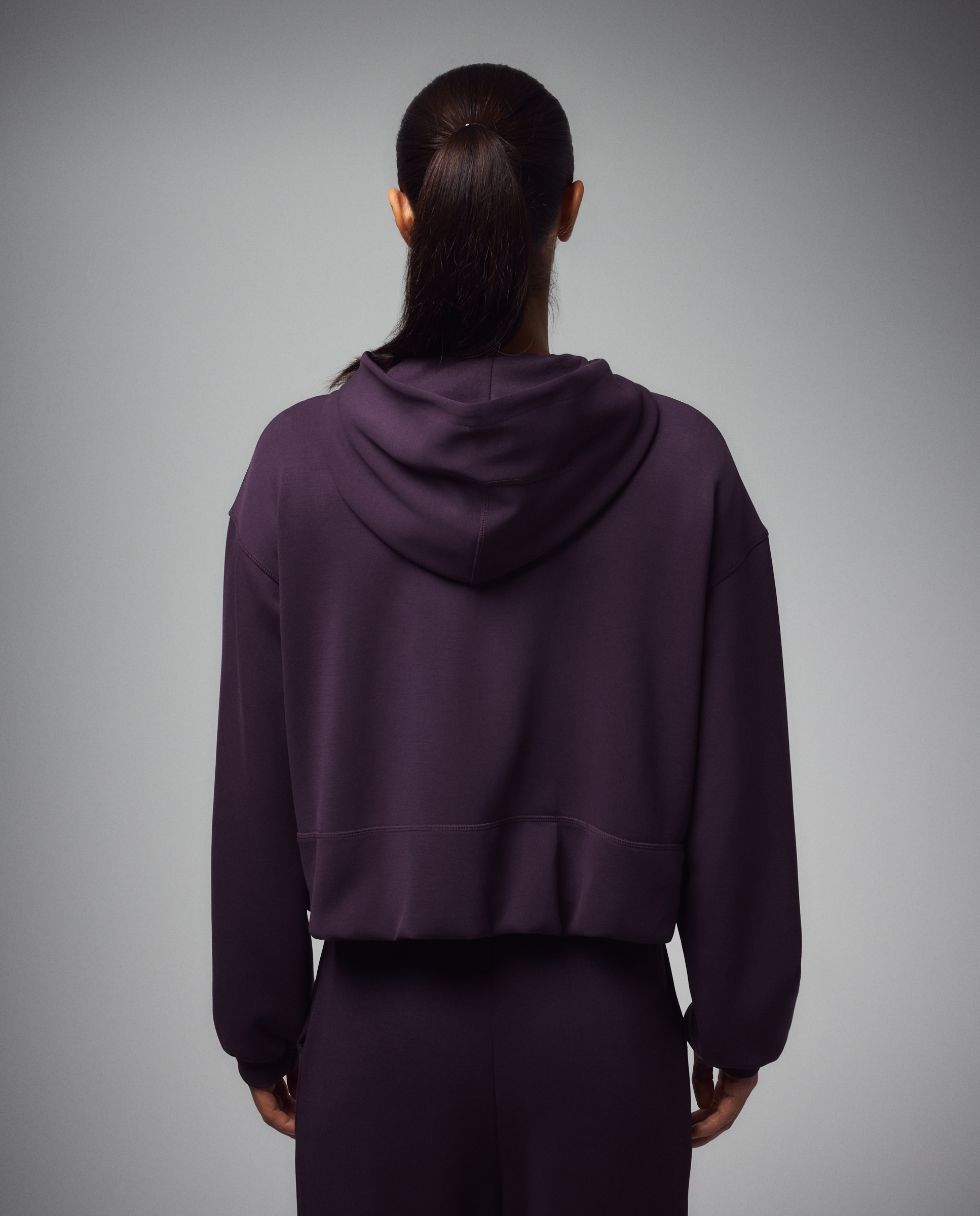 Sweatshirt Aberta de Modal Sportcasual de Mulher com Capuz 291 Beringela-3