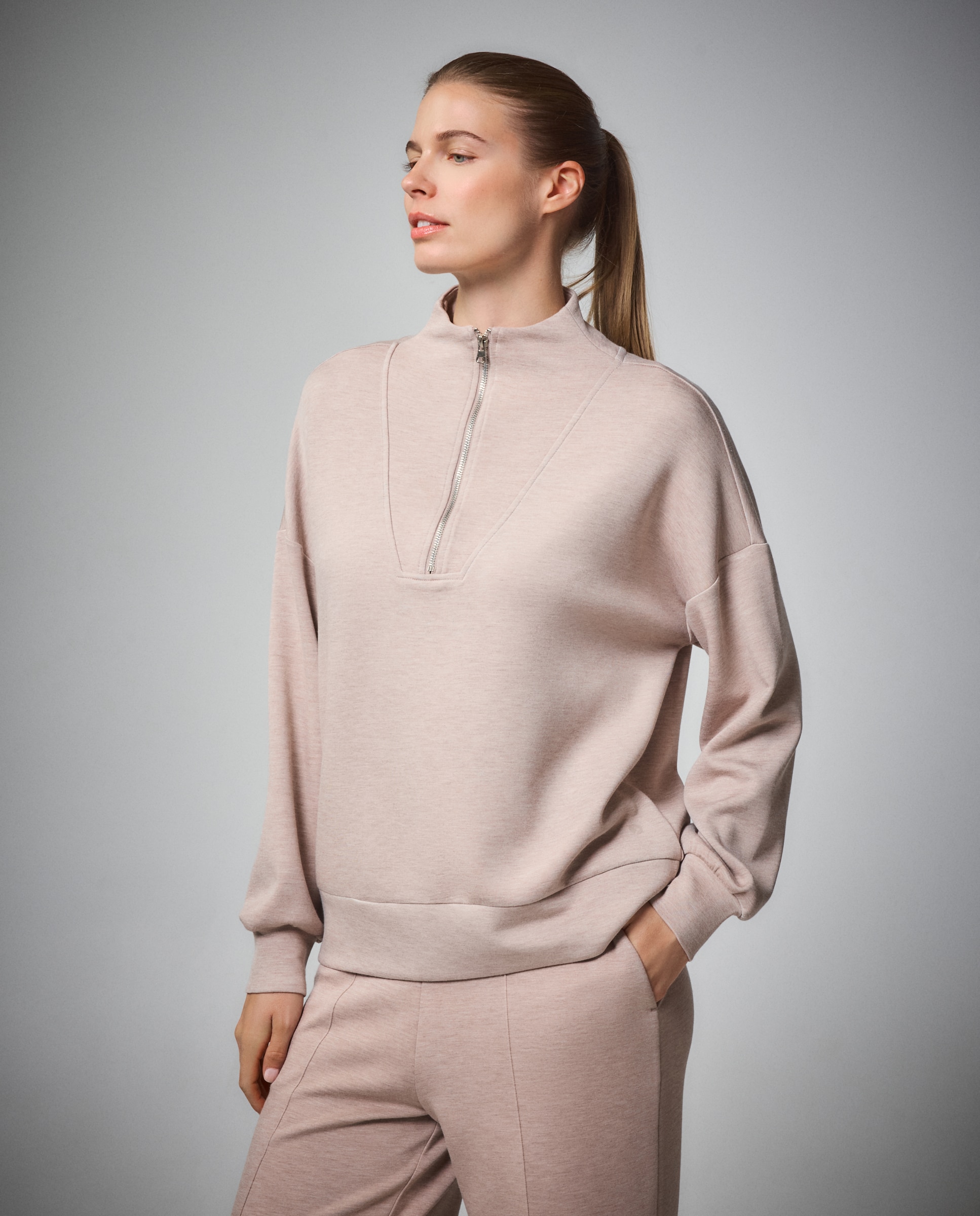 Sudadera de viscosa 1/2 Zip Sportcasual de mujer Boomerang - 730 Camel 730 Camel-1