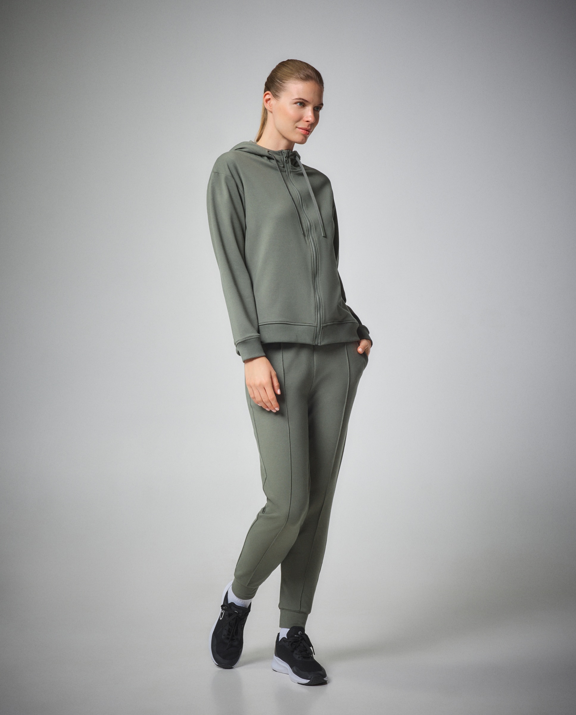 Sudadera abierta con capucha Sportcasual de mujer Boomerang - Verde Verde-2