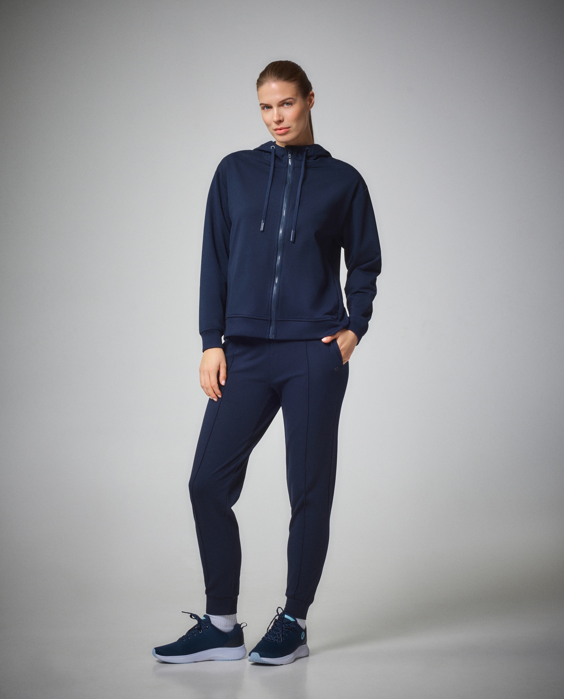 Sweatshirt Aberta com Capuz Sportcasual de Mulher Azul-marinho-2