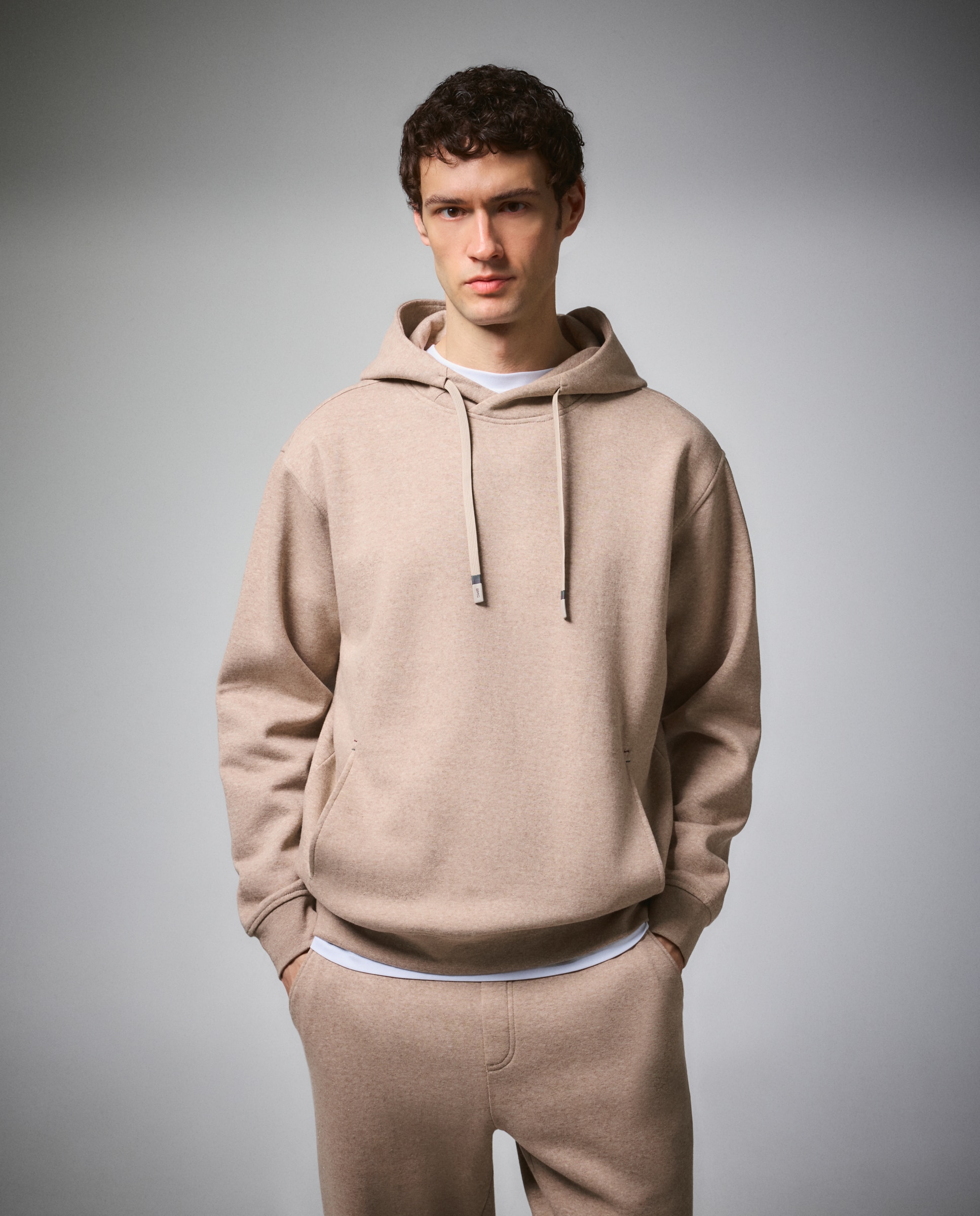 Sudadera cálida con capucha de sportcasual para hombre Boomerang - Beige Beige-1