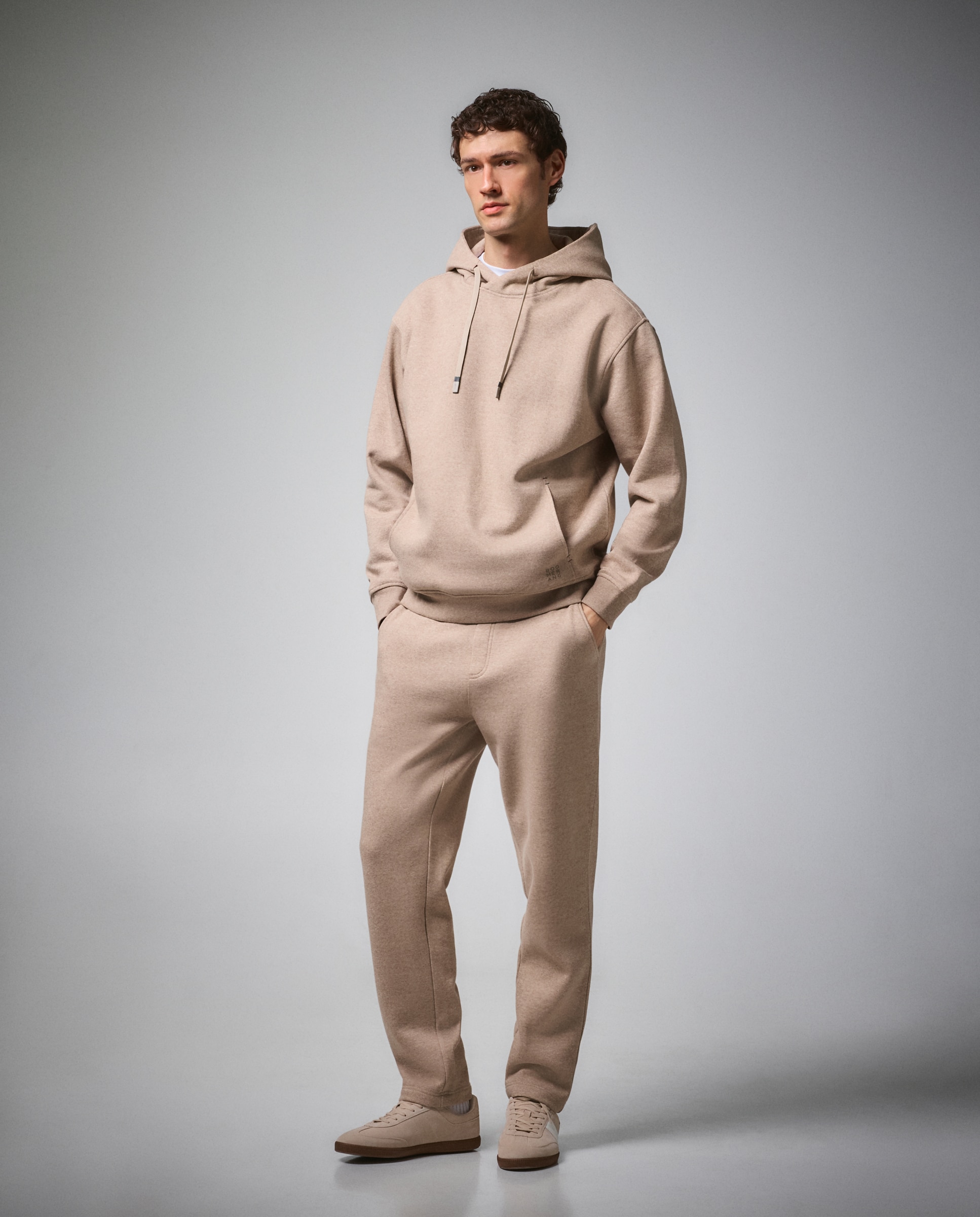 Sudadera cálida con capucha de sportcasual para hombre Boomerang - Beige Beige-2