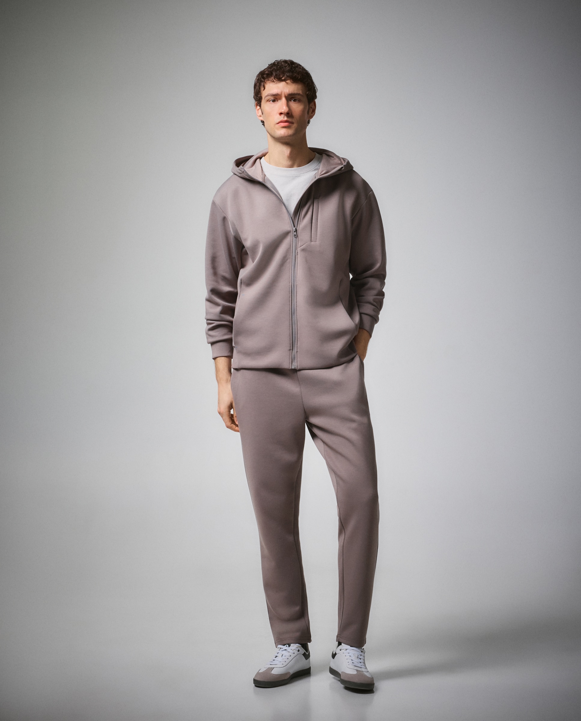 Sweatshirt Aberta de Viscose com Capuz Sportcasual de Homem Chumbo-2