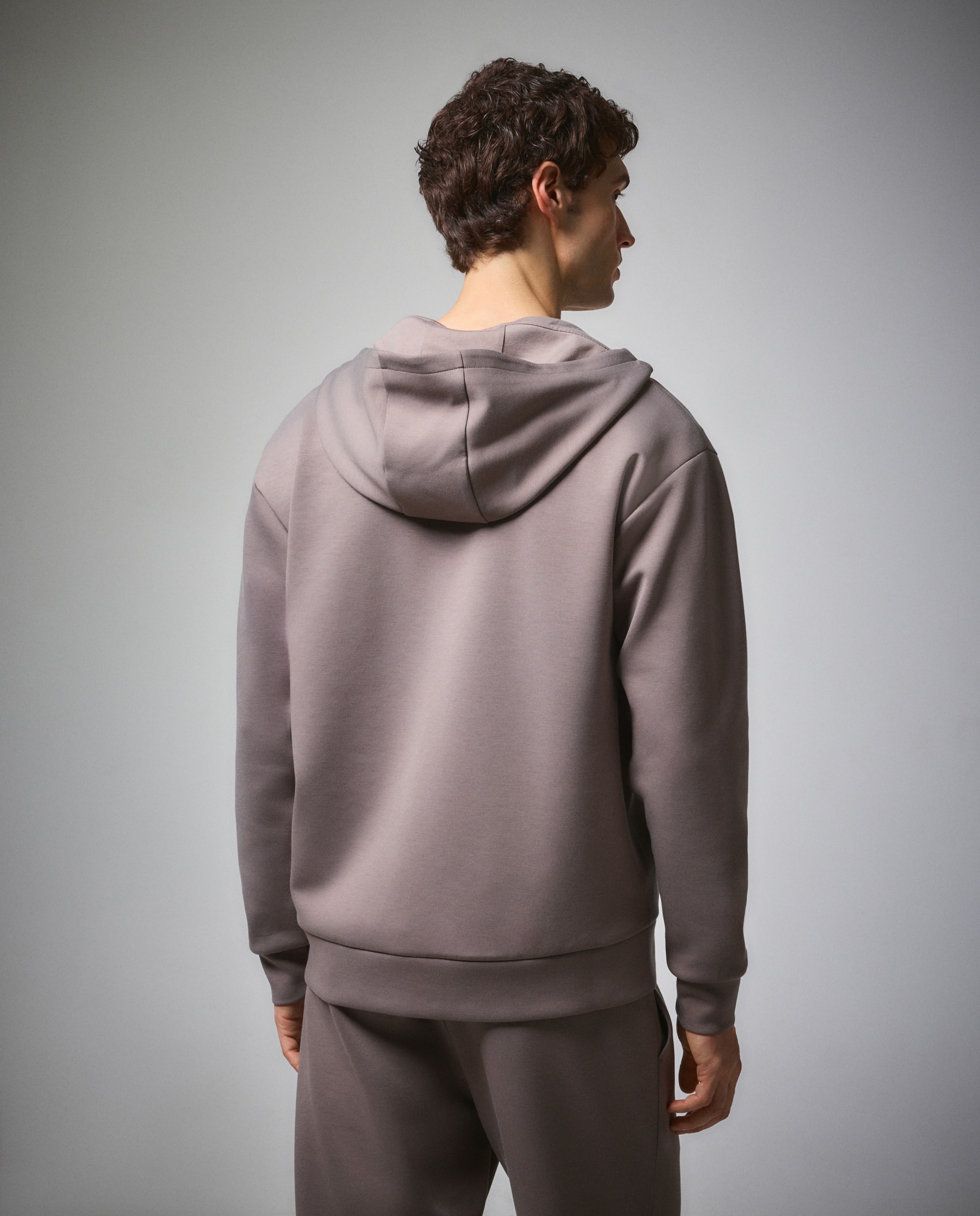 Sweatshirt Aberta de Viscose com Capuz Sportcasual de Homem Chumbo-3