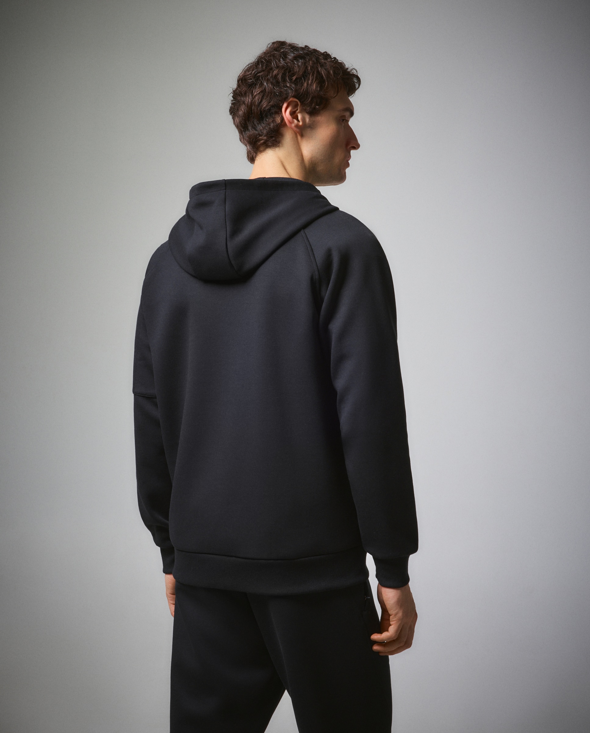 Sweatshirt Aberta de Viscose com Capuz Sportcasual de Homem Preto-3