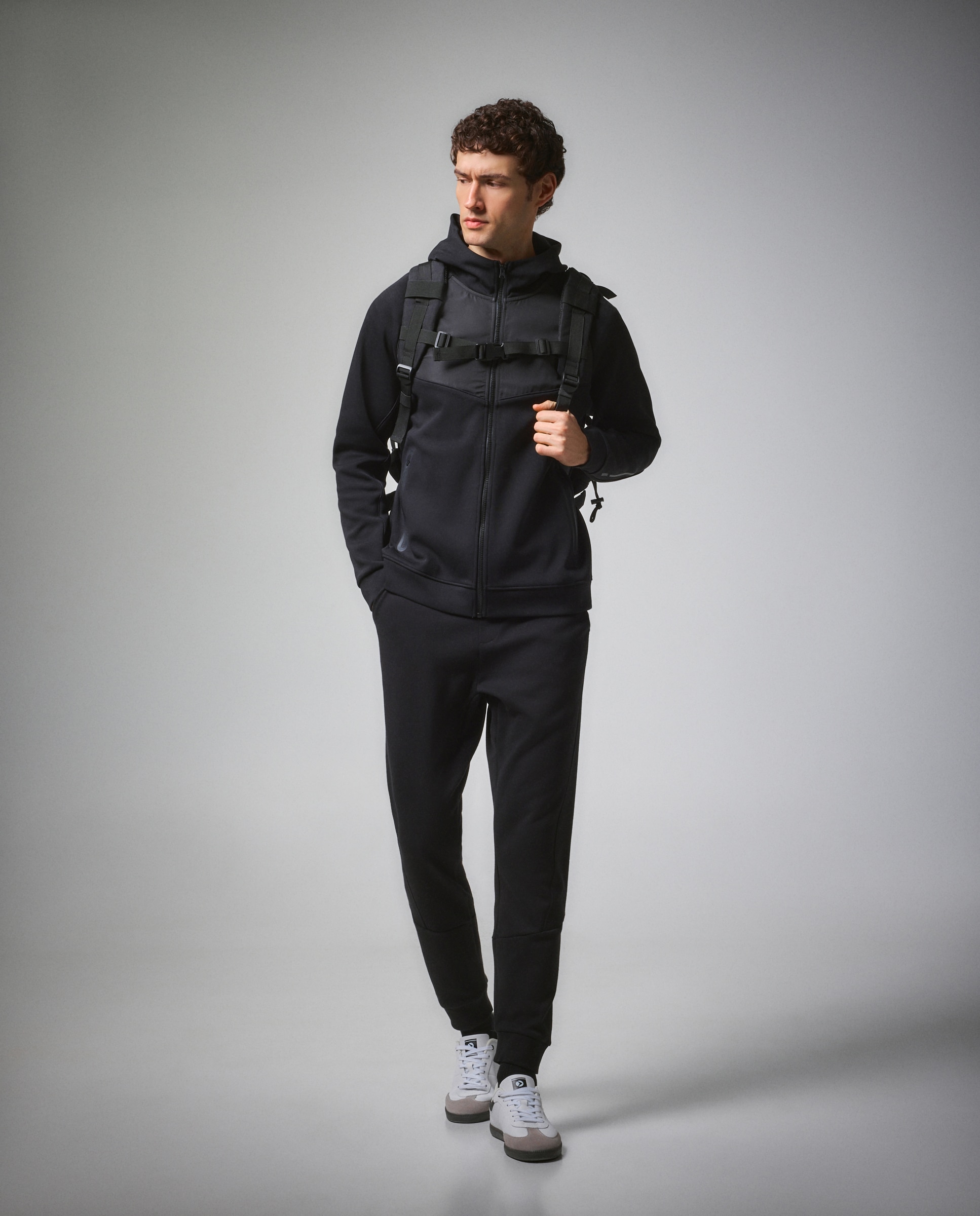 Sudadera abierta con capucha de Sportcasual para hombre Boomerang - Negro Negro-2