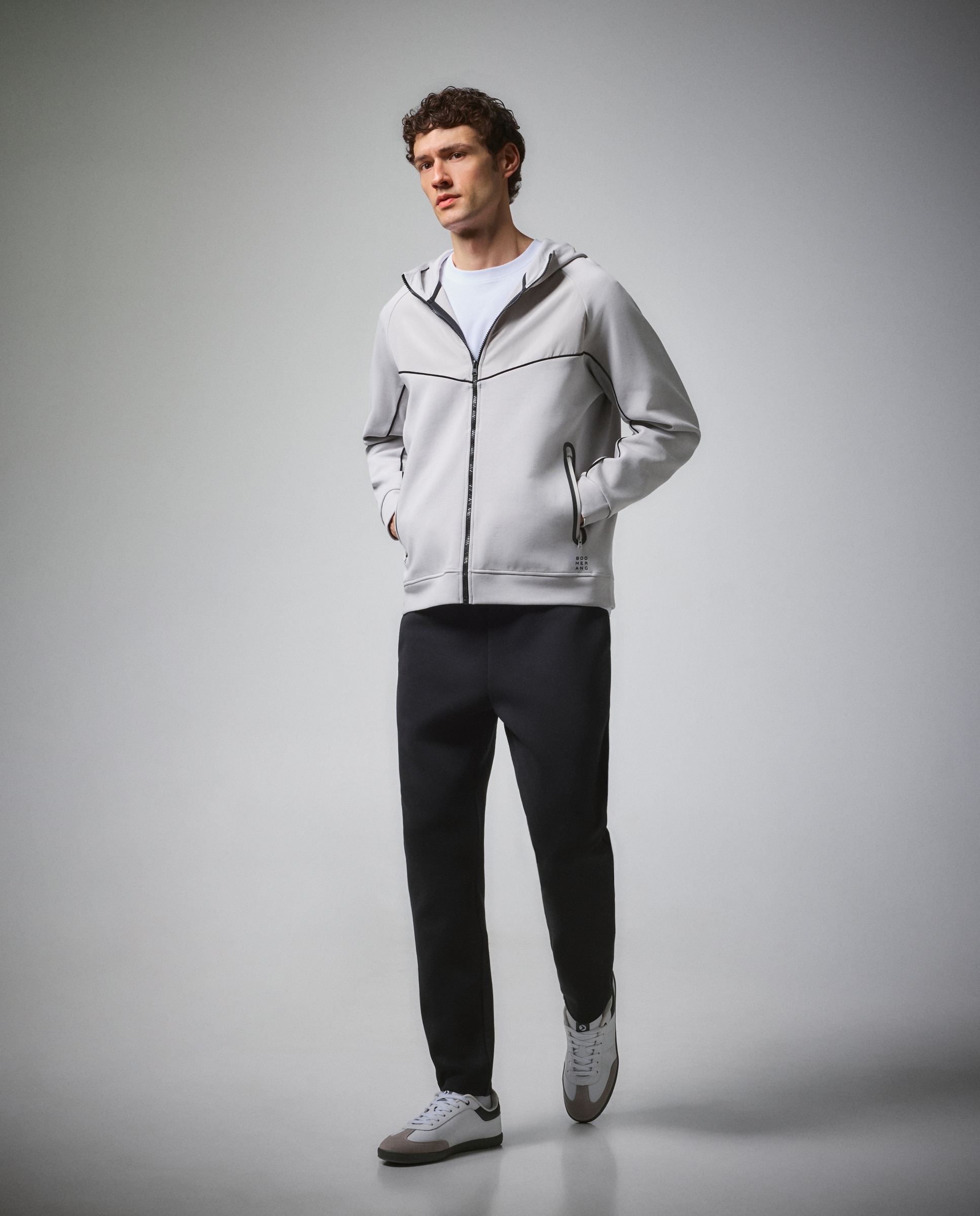 Sweatshirt Aberta com Capuz Sportcasual de Homem 820 Cinzento Médio-2