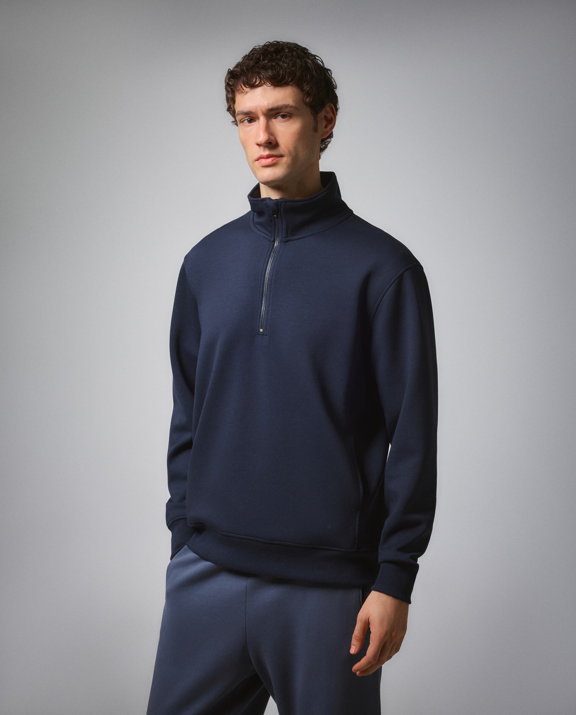 Sudadera de viscosa 1/2 zip de Sportcasual para hombre Boomerang - Azul tinta Azul tinta-1