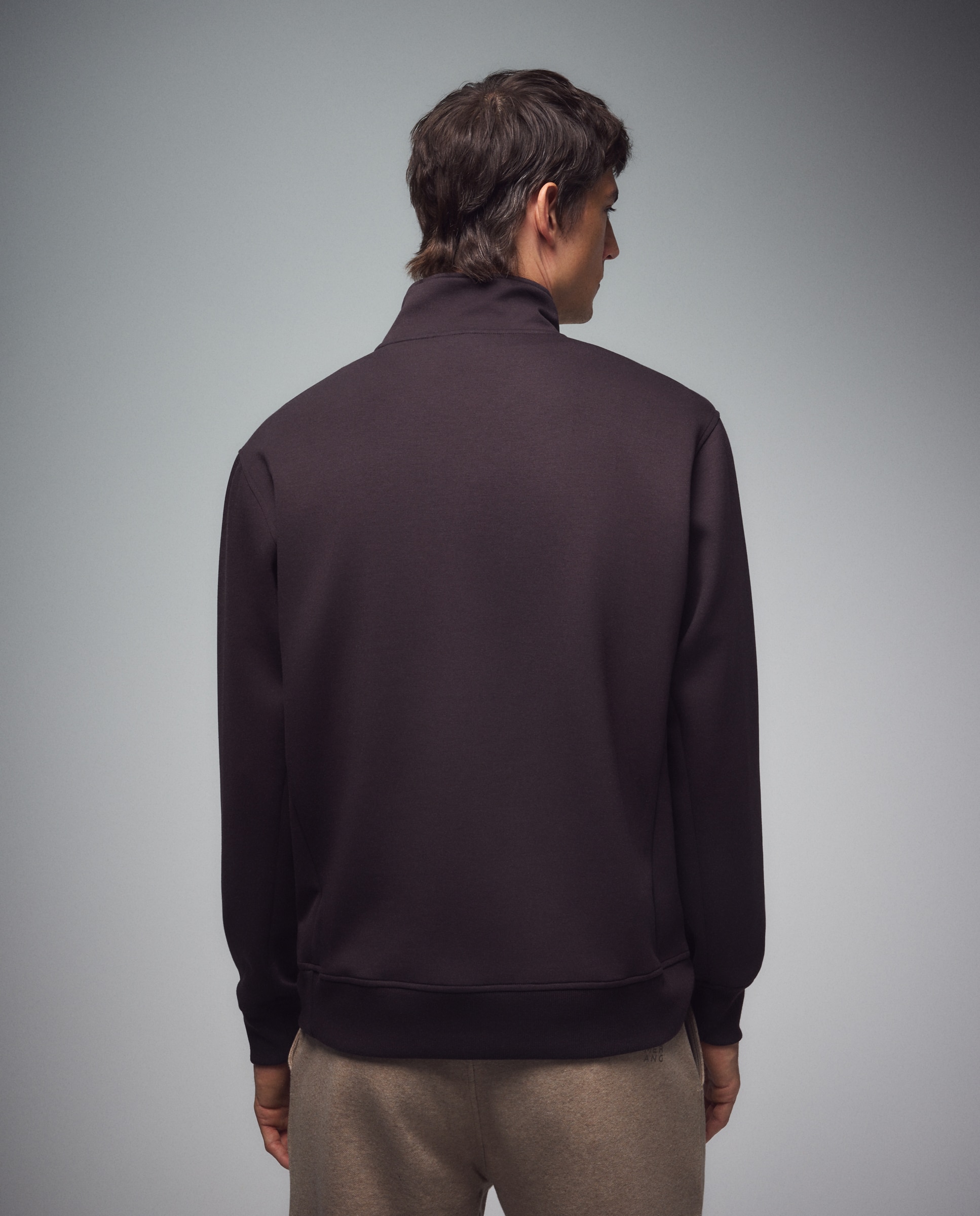 Sweatshirt de Viscose 1/2 Zip Sportcasual de Homem Castanho-3