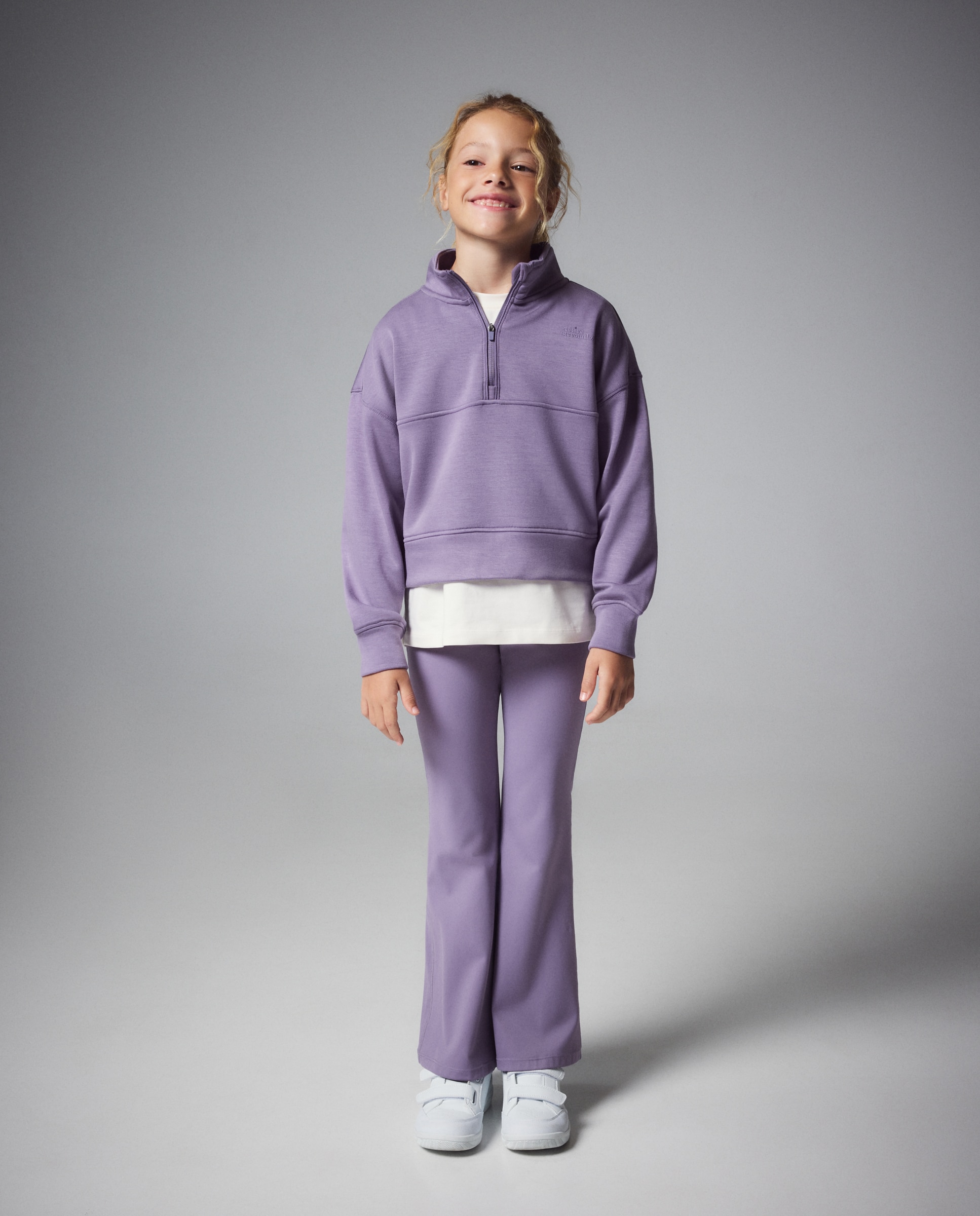 Sweatshirt de Modal Quente de 1/2 Fecho de Correr Sportcasual de Menina 282 Malva-2