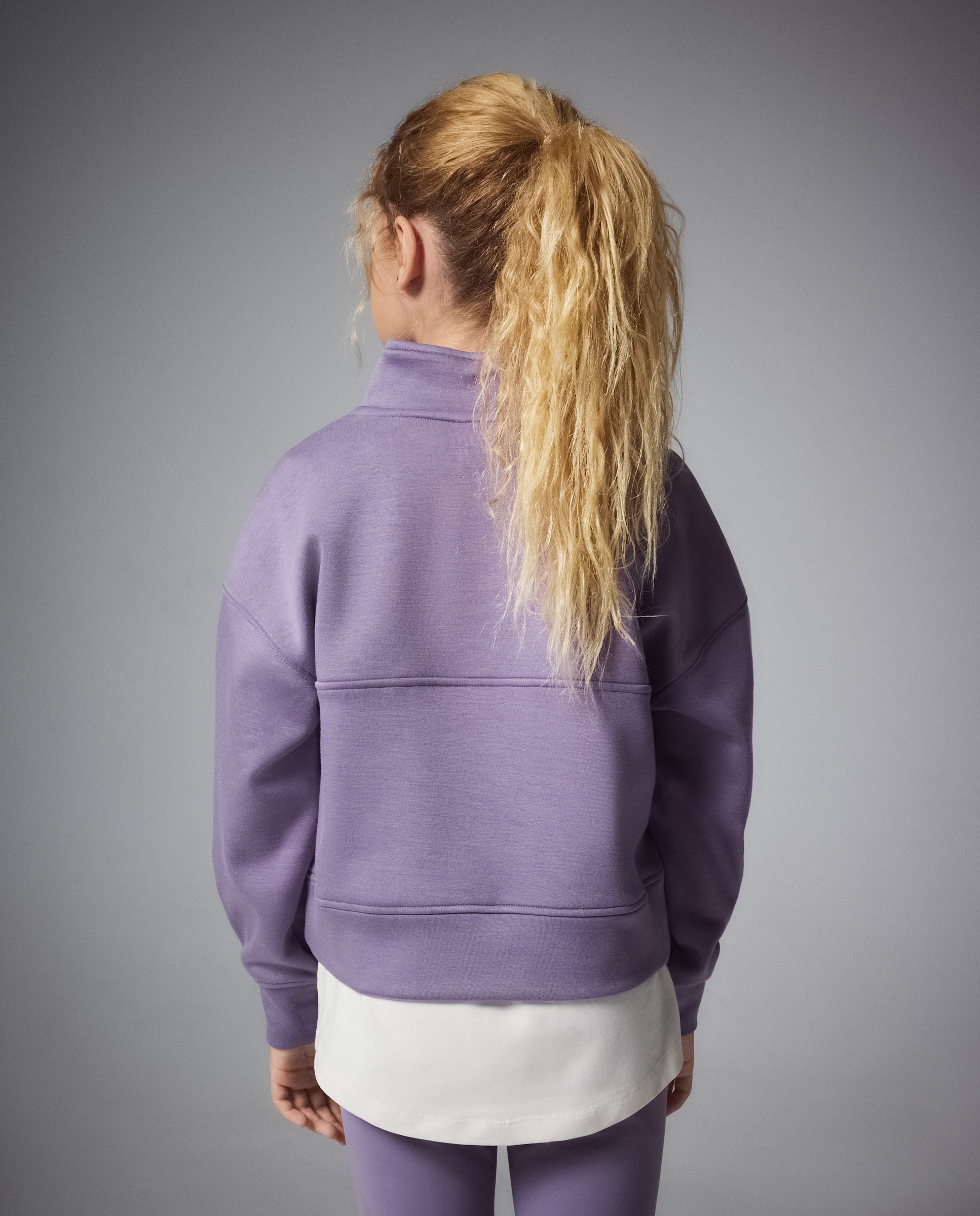Sweatshirt de Modal Quente de 1/2 Fecho de Correr Sportcasual de Menina 282 Malva-3