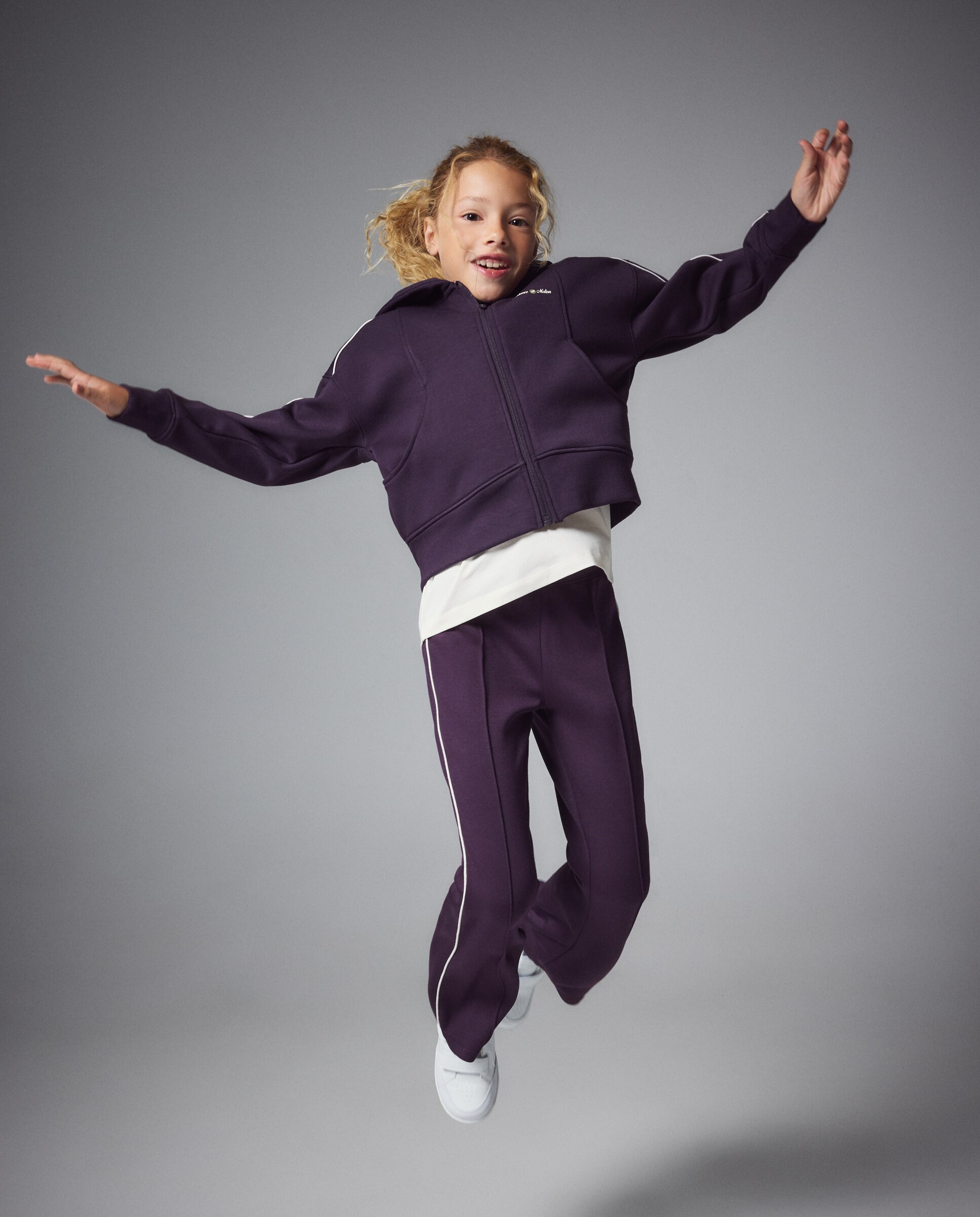 Sweatshirt de Modal Quente com Capuz Sportcasual de Menina Roxo-2