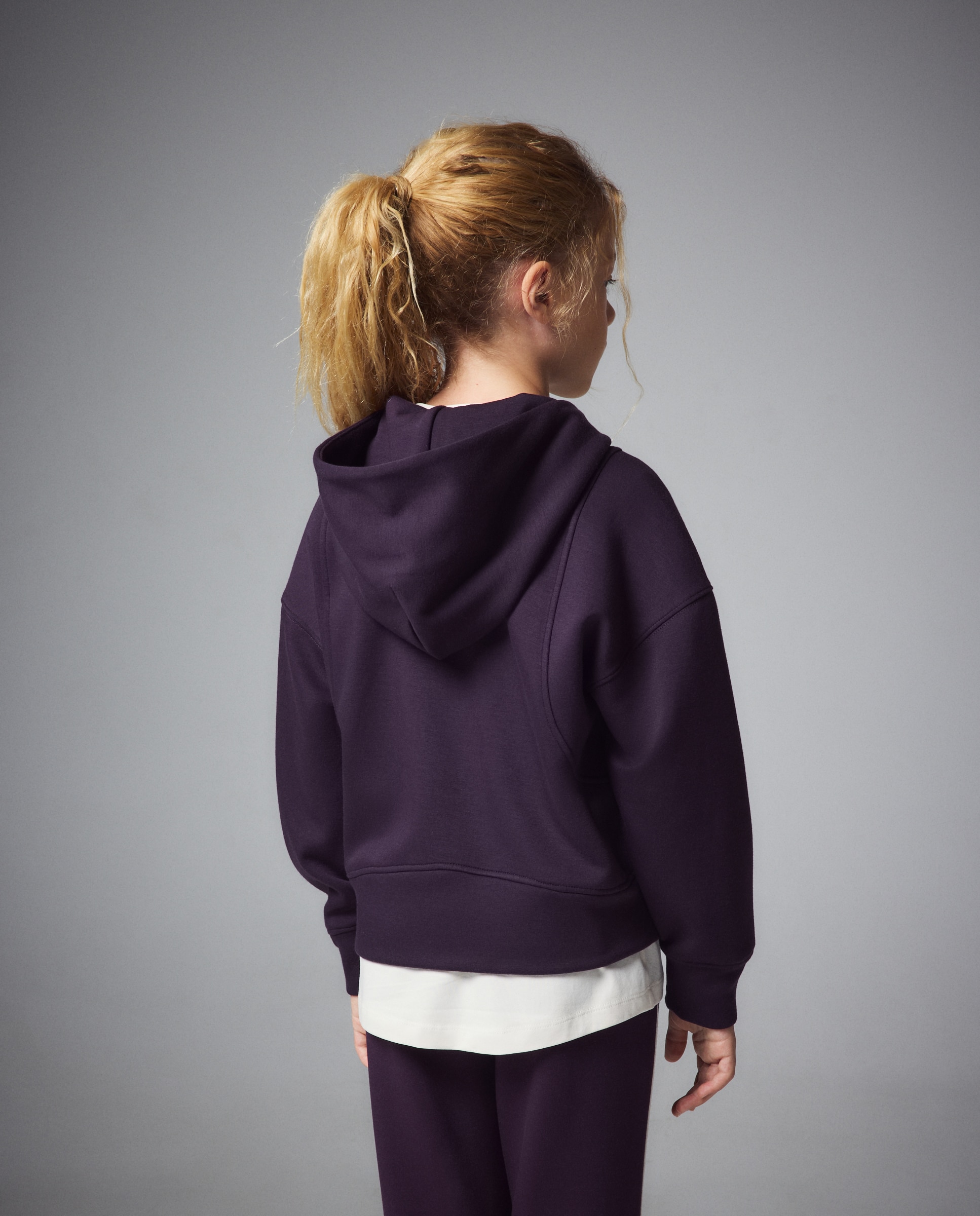 Sweatshirt de Modal Quente com Capuz Sportcasual de Menina Roxo-3