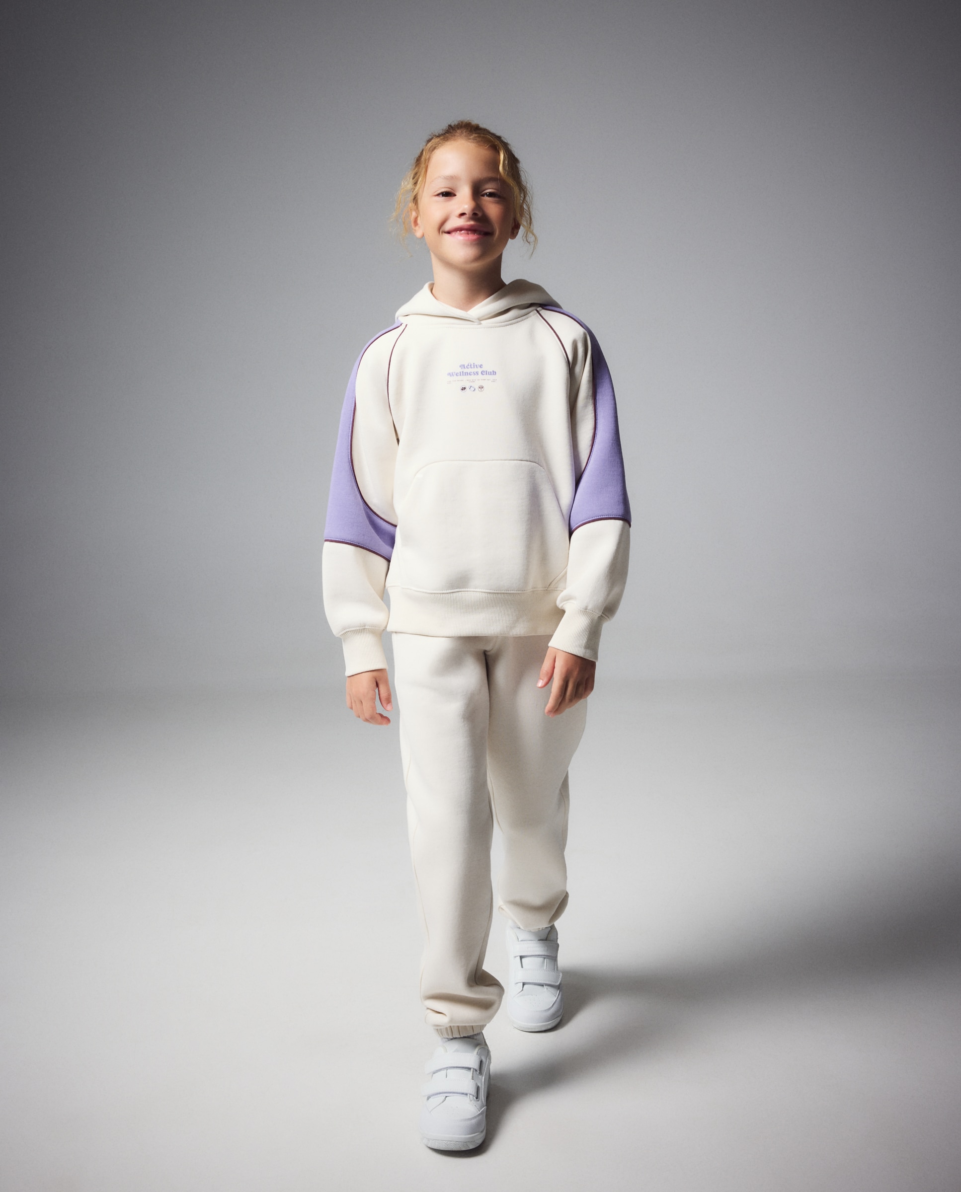 Sweatshirt Quente Sportcasual de Menina com Capuz 130 Marfim-2
