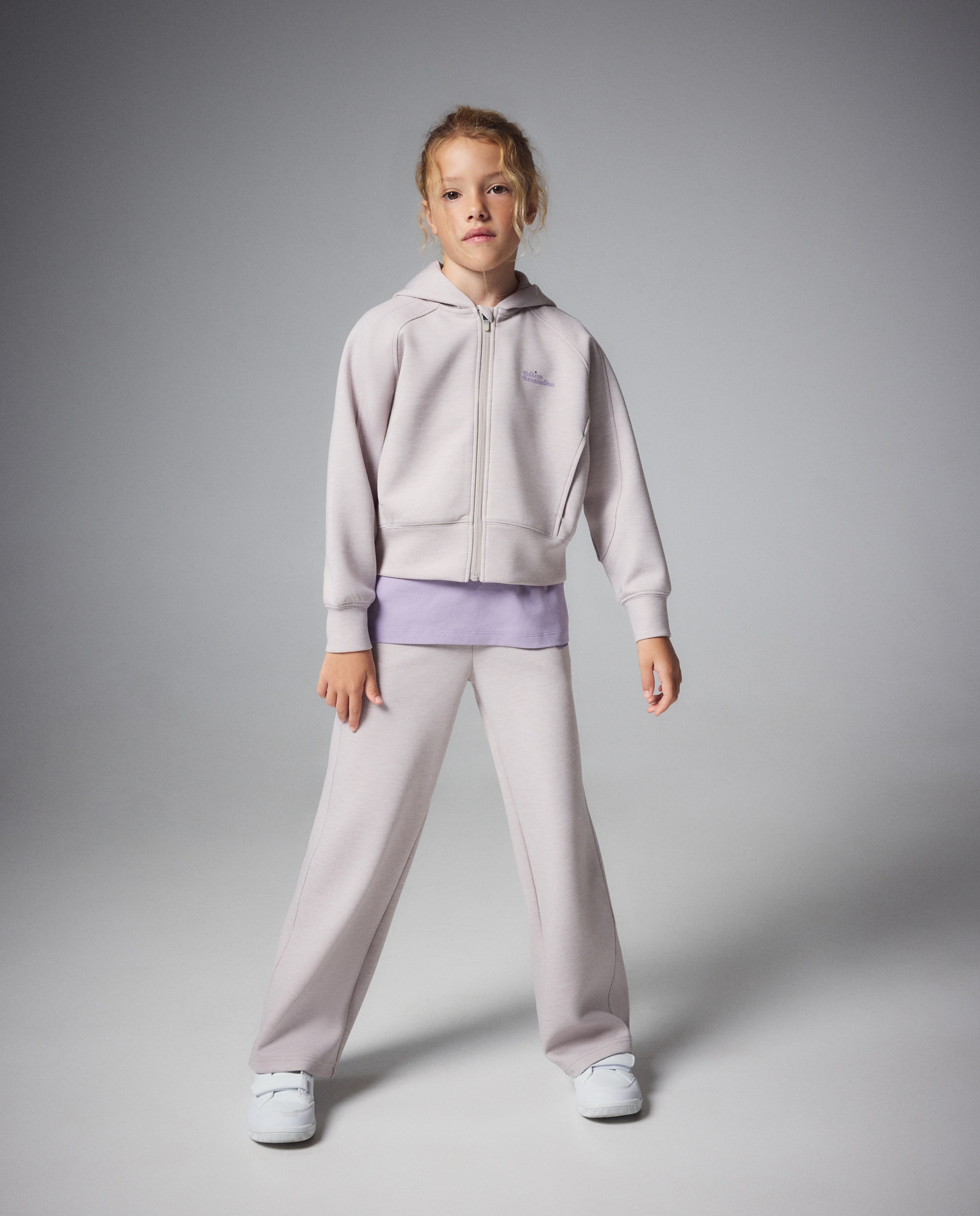 Sweatshirt de Viscose com Capuz Sportcasual de Menina 850 Pedra-2